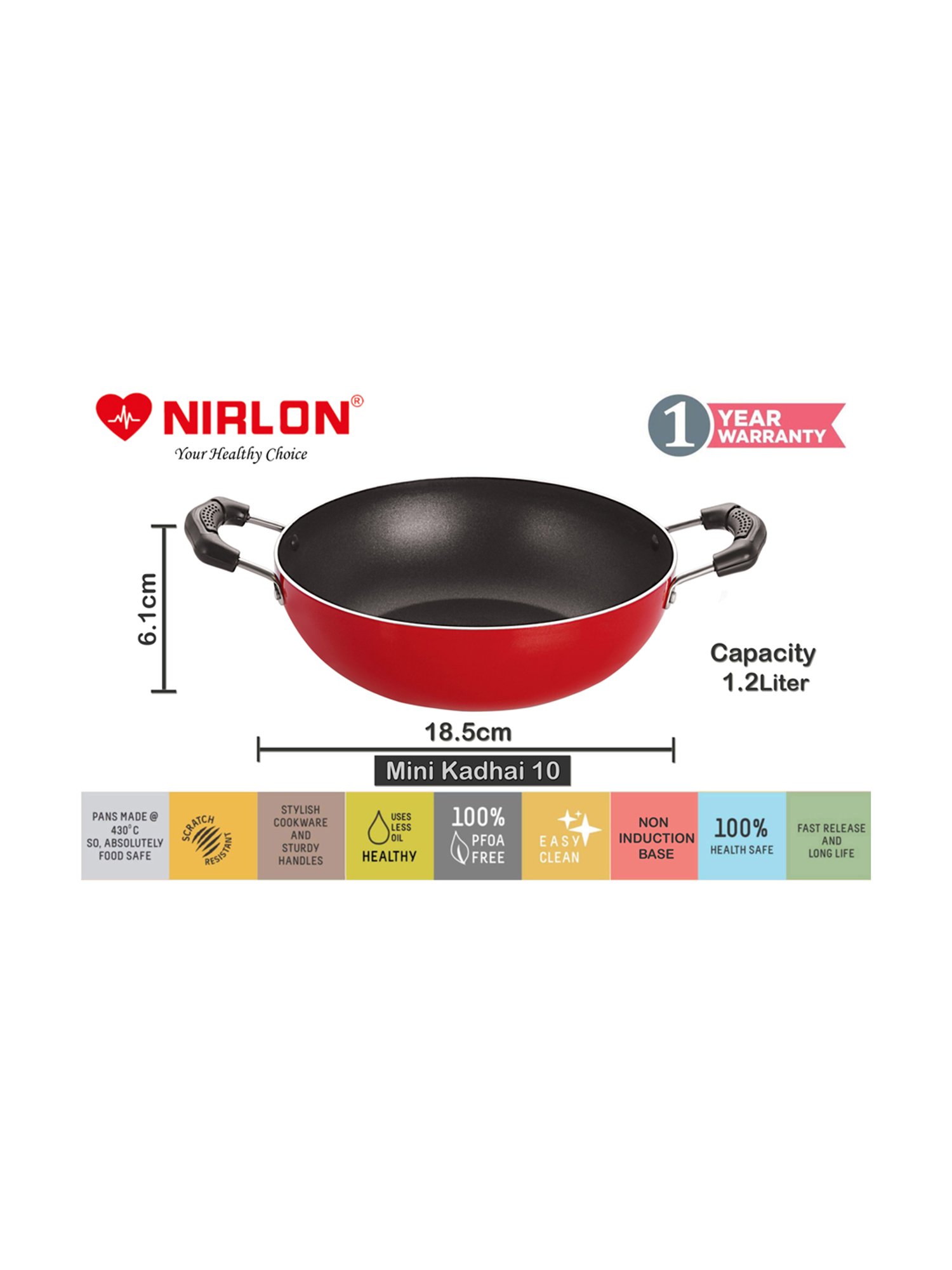 NIRLON Non-Stick Aluminium Mini Cookware Set (Tawa, Fry Pan, Kadhai), Red  Non-Stick Coated Cookware Set (PTFE (Non-stick), Aluminium, 3 - Piece) at  Best Price