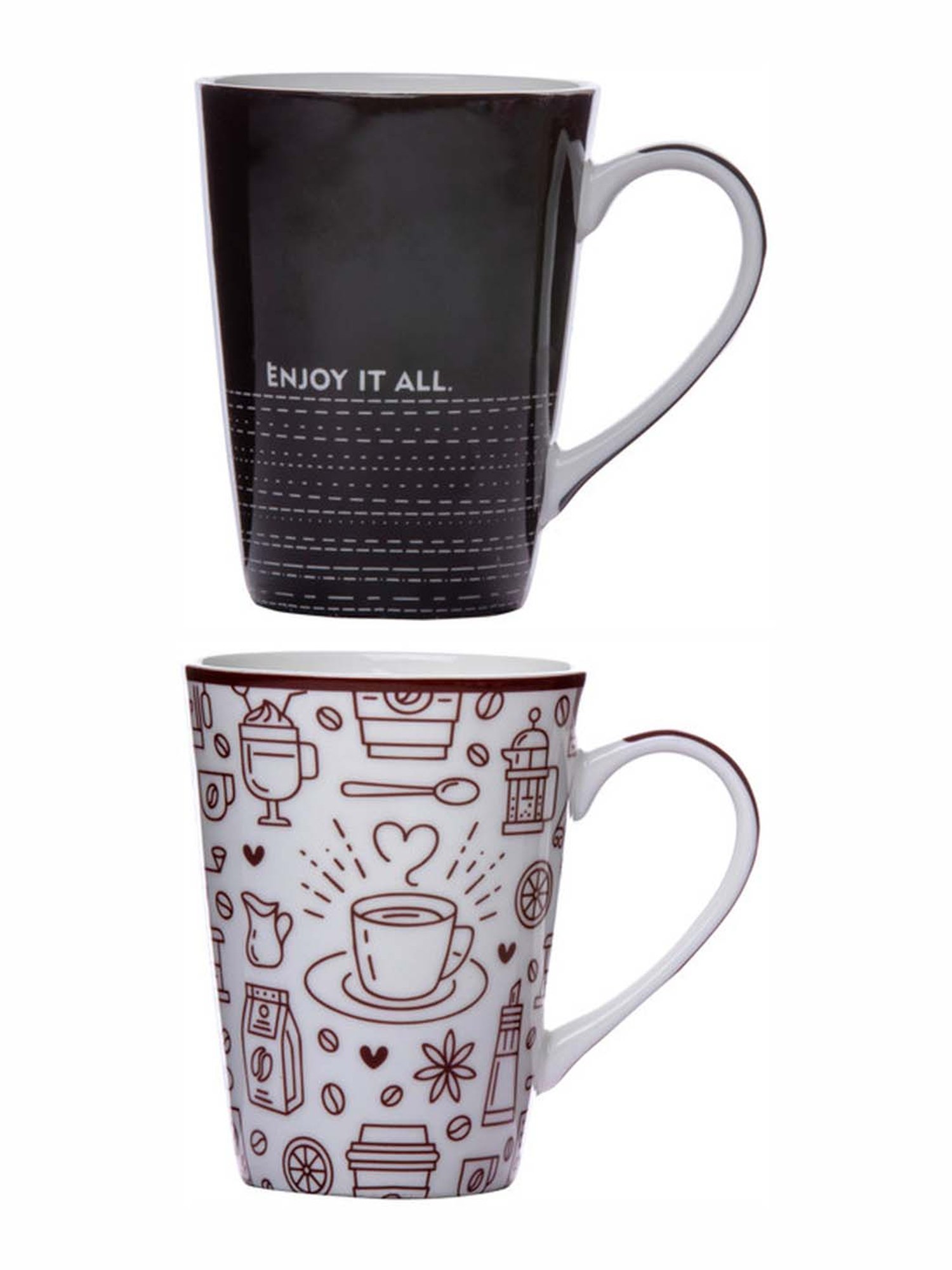 ROXX Pack of 7 Ceramic candy Morning Tea/Coffee 6 mug(180ml) & 1 Tea  Pot(600ml) multicolor