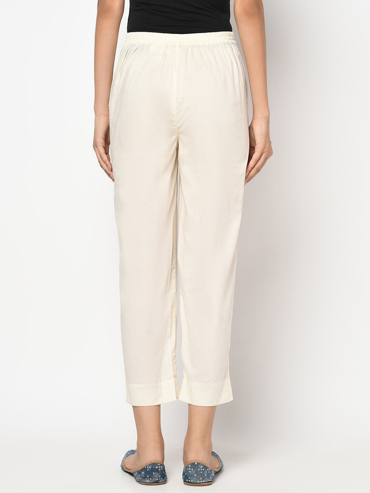 Buy Fabindia White Cotton Embroidered Pant for Women Online  Tata CLiQ