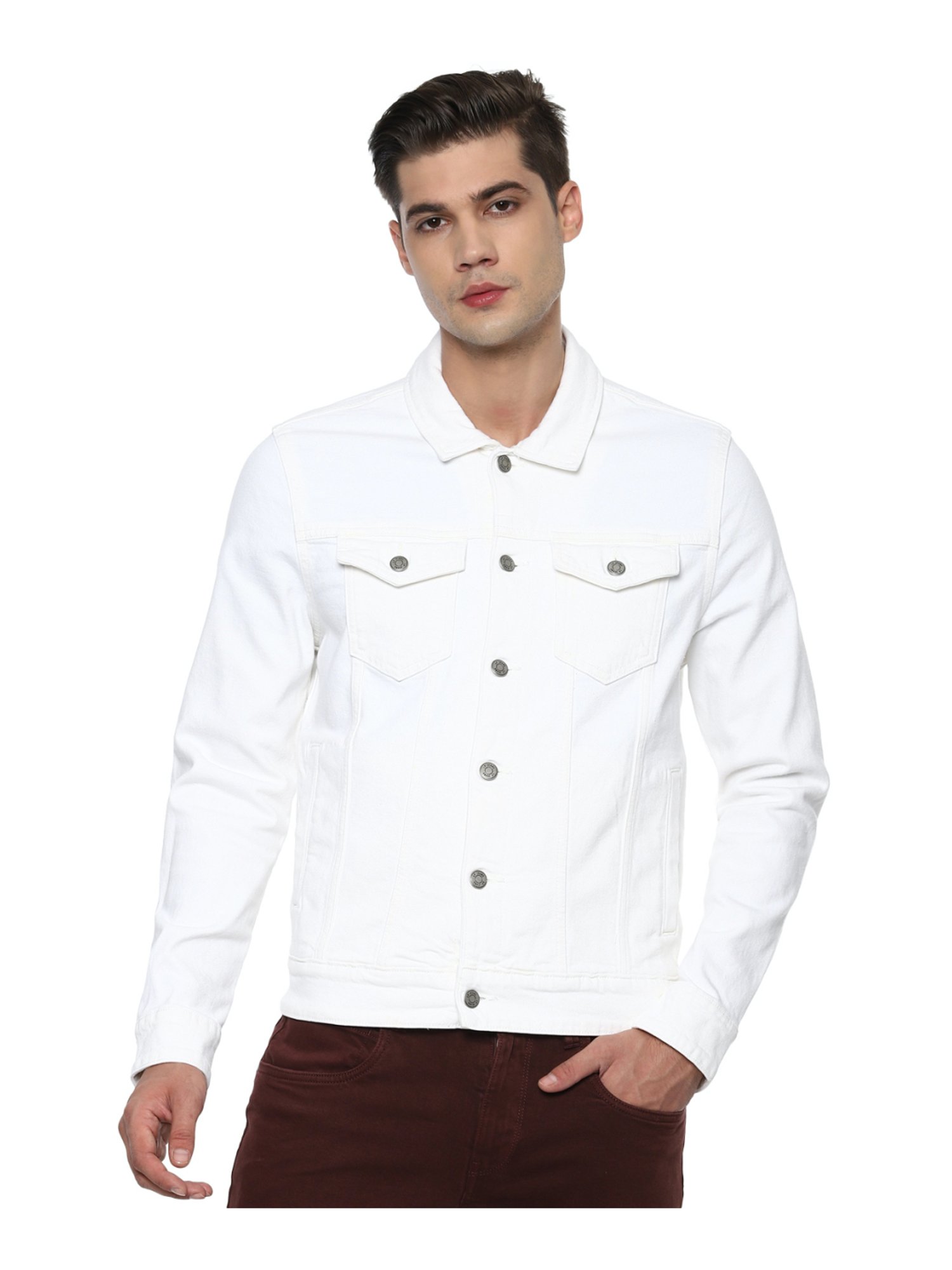 Buy Louis Philippe Beige Cotton Slim Fit Denim Jacket for Mens Online @  Tata CLiQ
