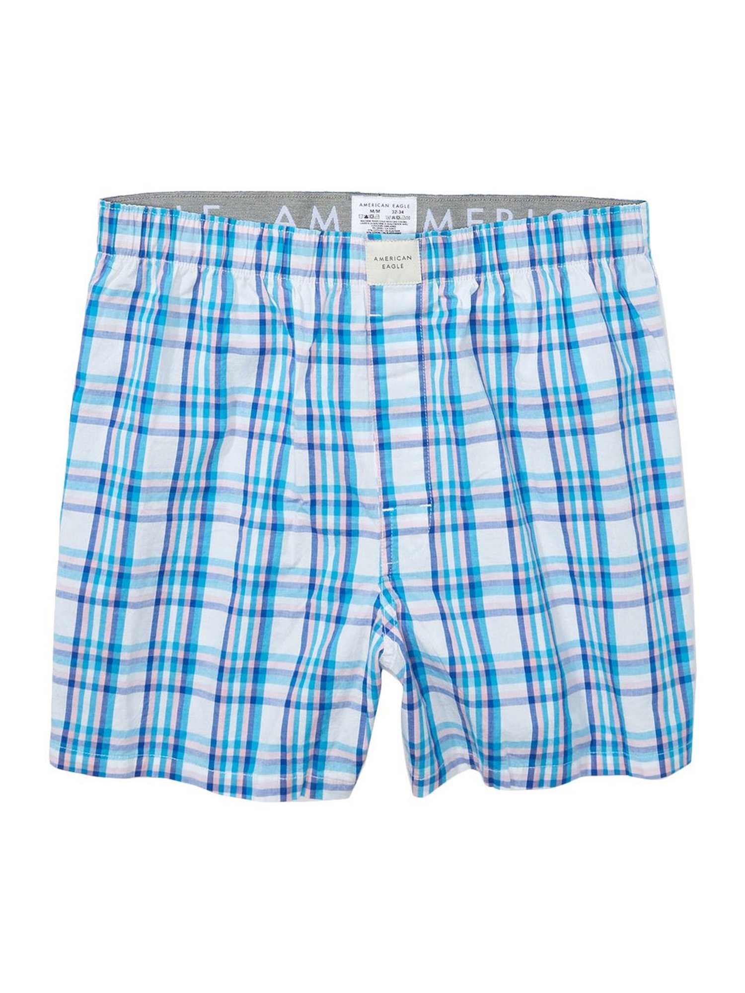 Buy American Eagle Outfitters Blue Cotton Regular Fit Checks