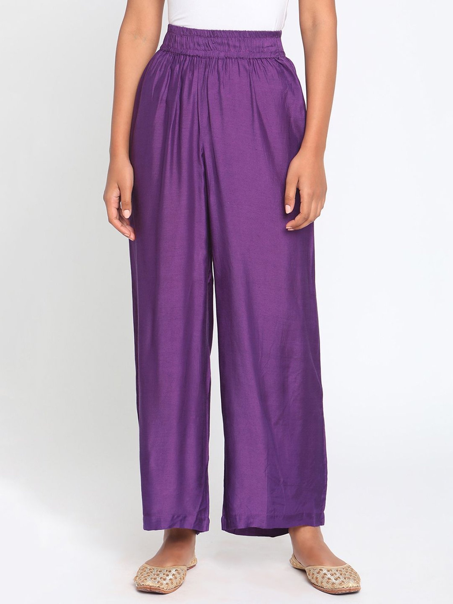 PAROSH Sofia Silk Trousers in Purple  UFO No More