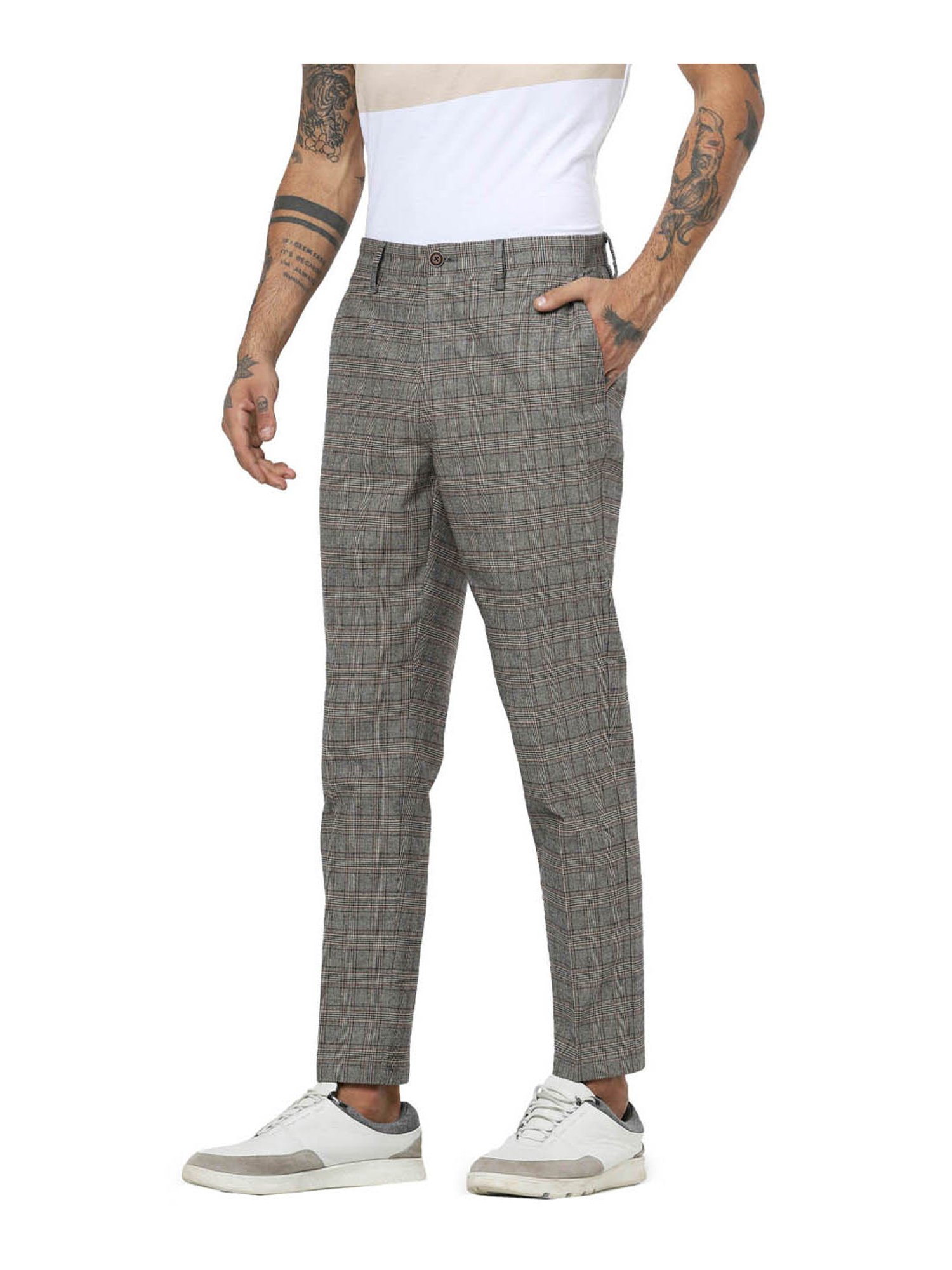 Jack  Jones Casual Trousers  Buy Jack  Jones Blue amp Pink Check Pants  OnlineNykaa fashion