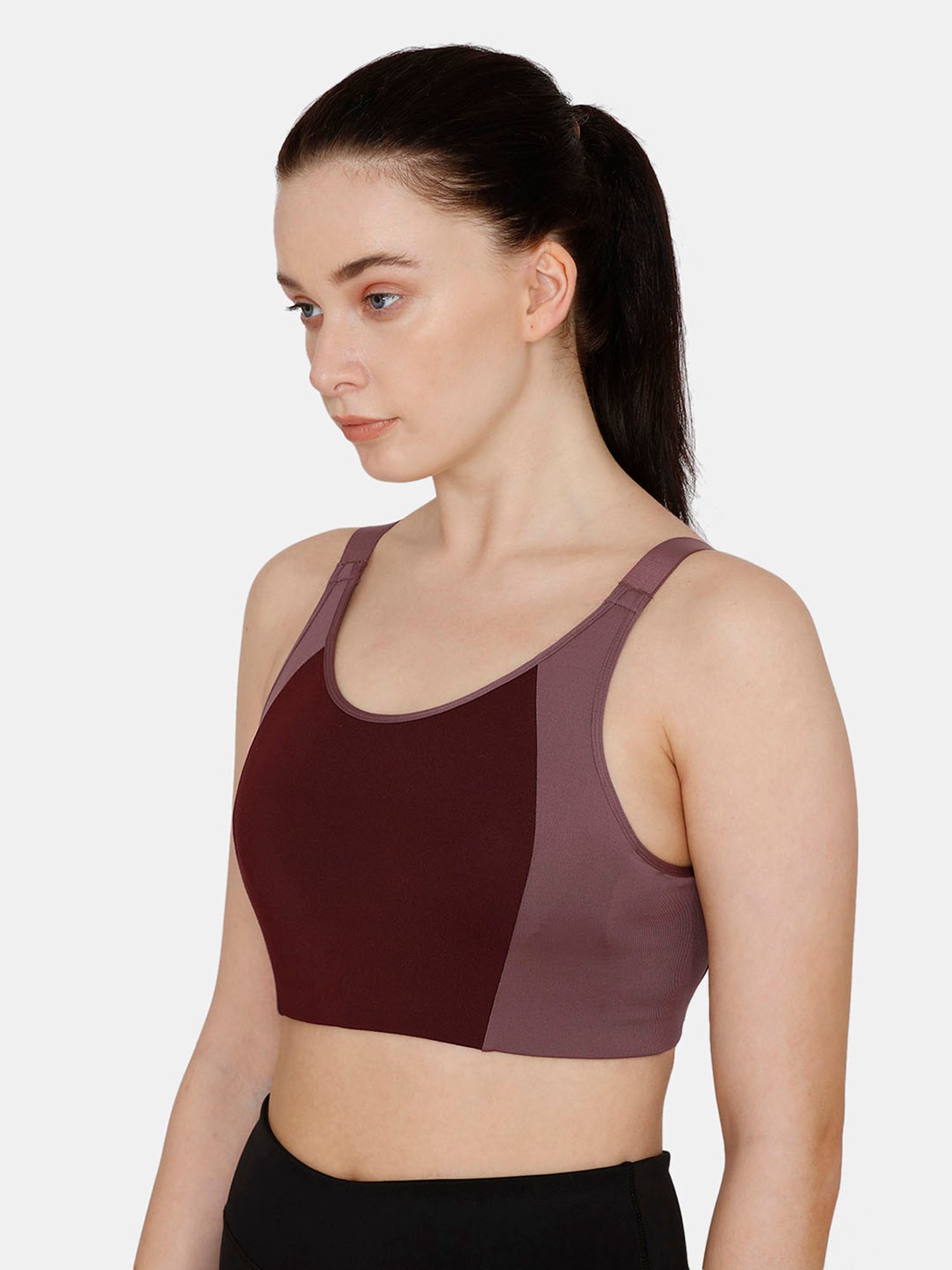 Buy Zelocity by Zivame Maroon Wireless Non Padded Sports Bra for