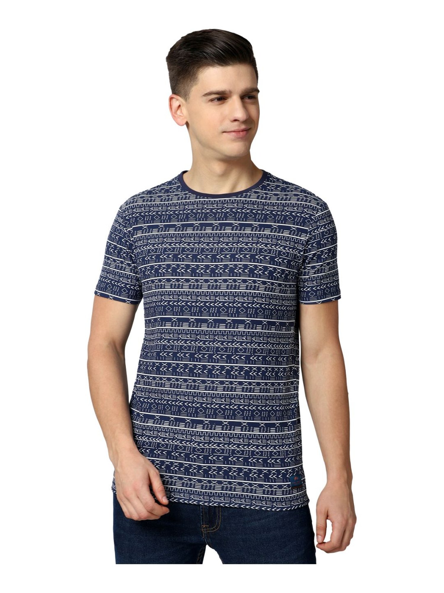 Buy Peter England Navy Slim Fit Printed 