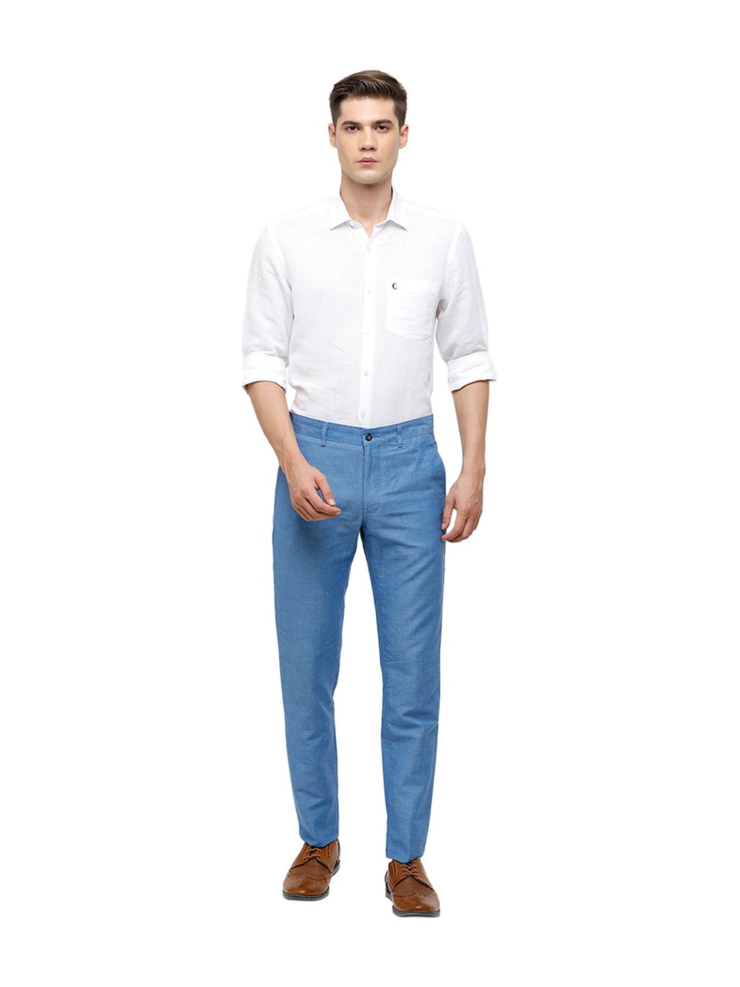 Buy Regular Fit Men Trousers White Poly Cotton Blend for Best Price  Reviews Free Shipping