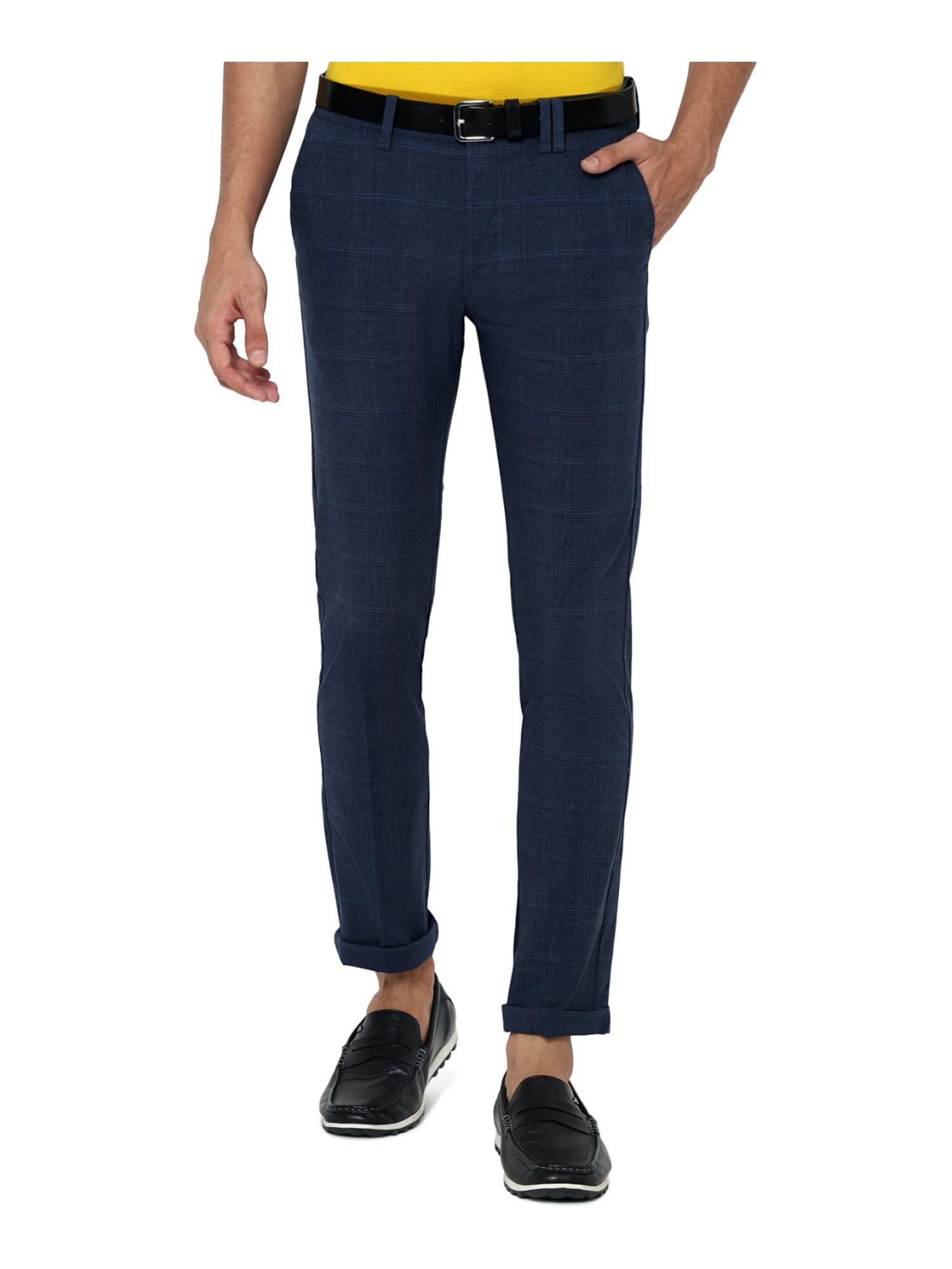 Allen Solly Casual Trousers  Buy Allen Solly Navy Blue Checks Casual  Trouser Online  Nykaa Fashion