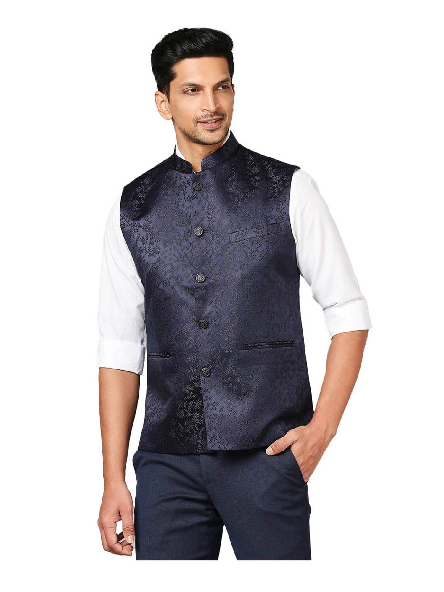 Buy NOZ2TOZ Men Kurta Pyjama & Blue Nehru Jacket Online at Best Price |  Distacart