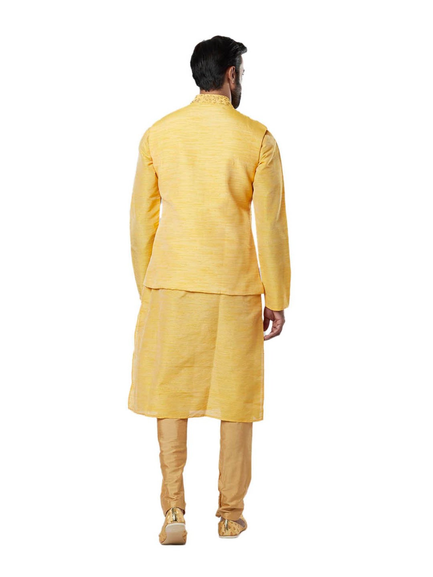 Kurta Pajama Jacket in Gold w/ Striped Kurta for Boys #28073 | Buy Kurta  Pajama For Kids Online