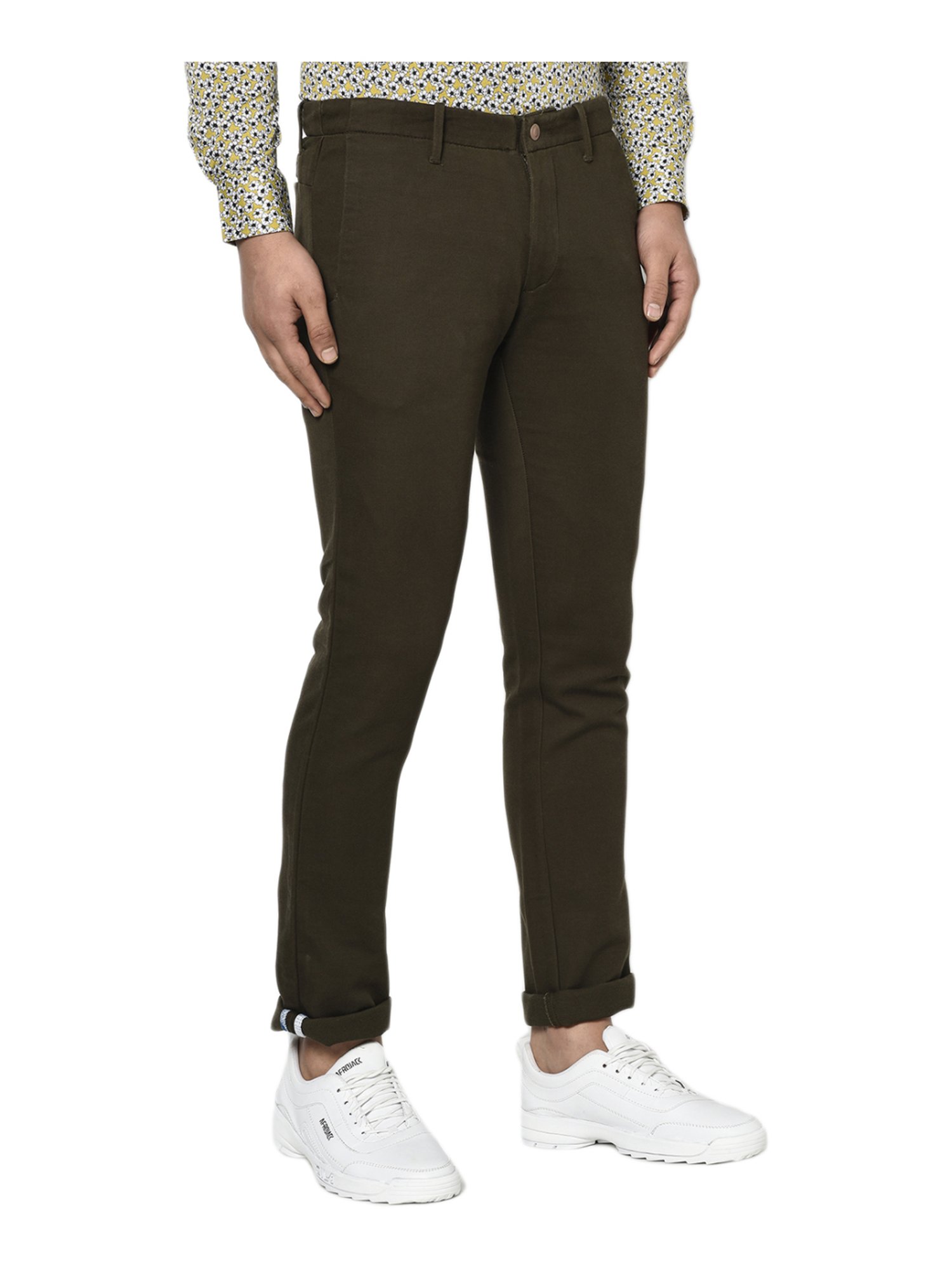 Buy BLACKBERRYS Mens Pleated Front Slim Fit Solid Trouser | Shoppers Stop