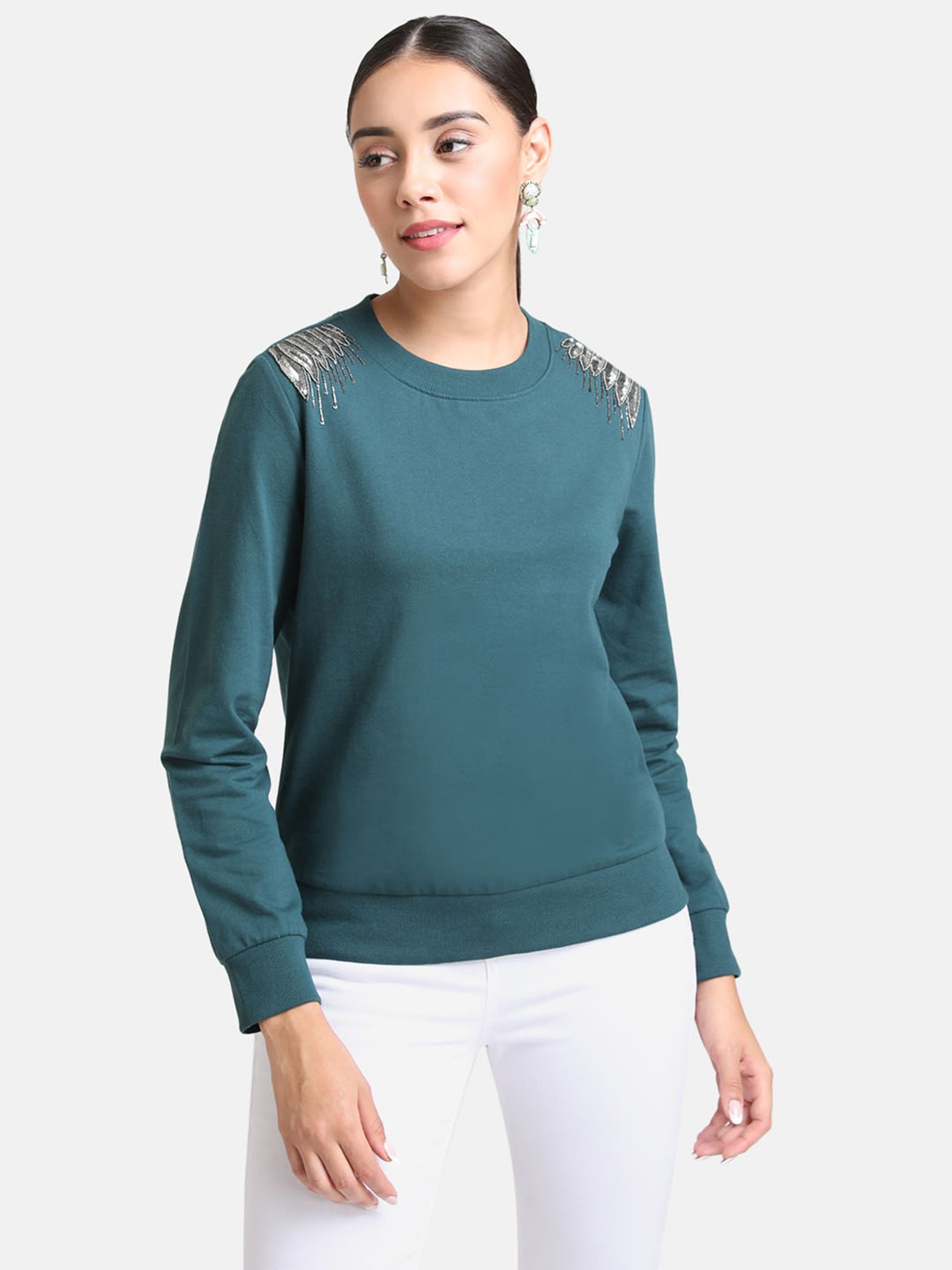 Kazo Green Embellished Casual Shirt