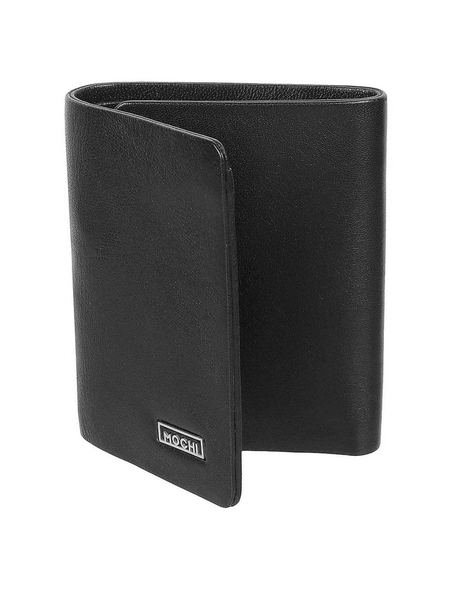 Buy Mochi Black Casual Leather Tri Fold Wallet for Men Online At