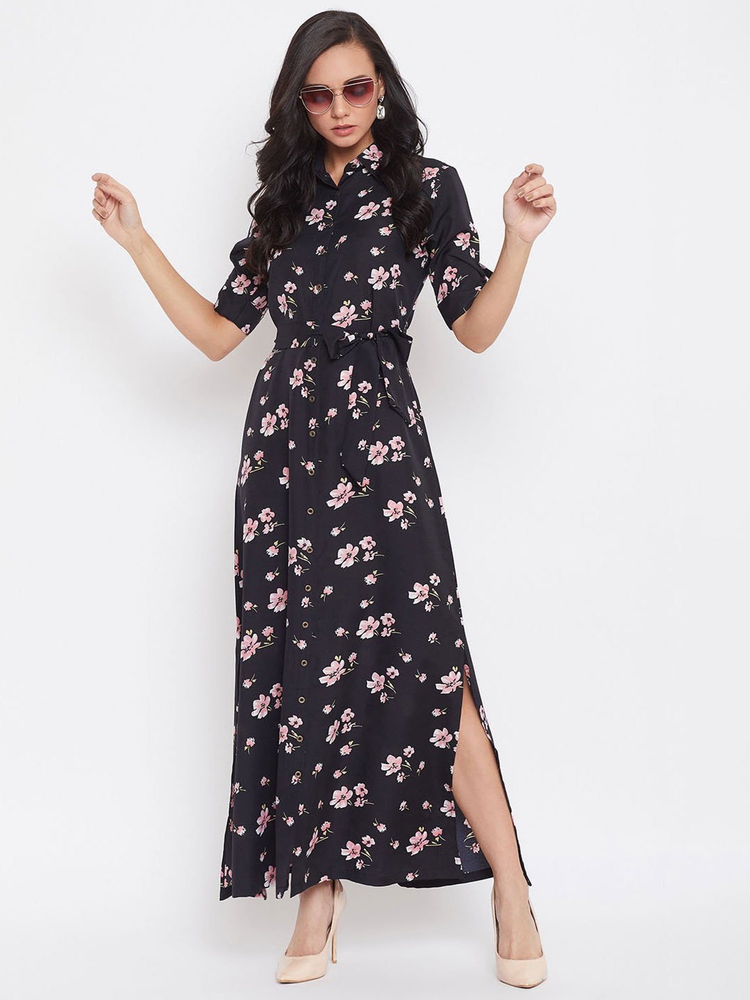 Maxi shirt dress with 2025 sleeves