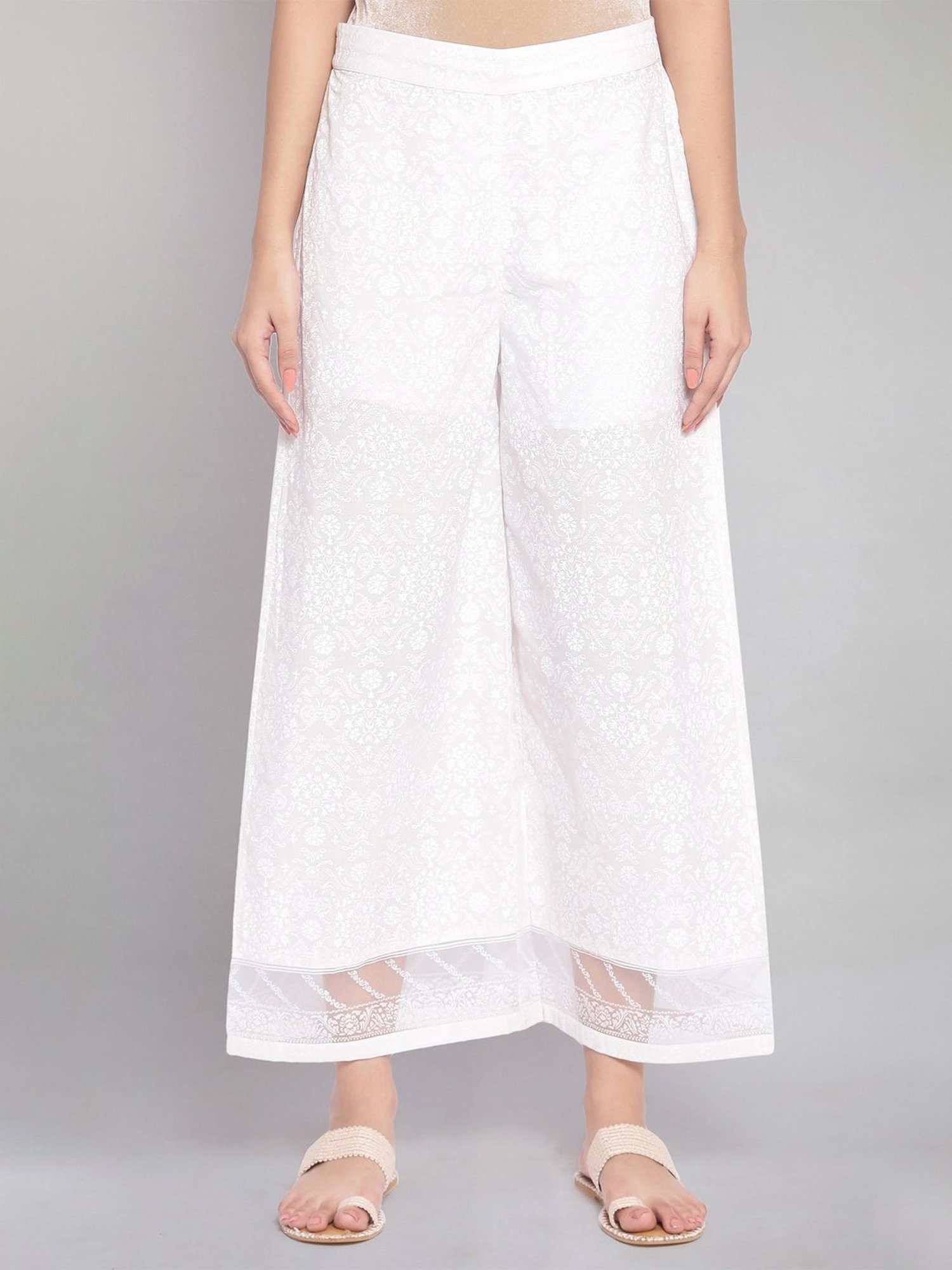 Ladies Printed White Cotton Palazzo at Best Price in Supaul | Salim Garment