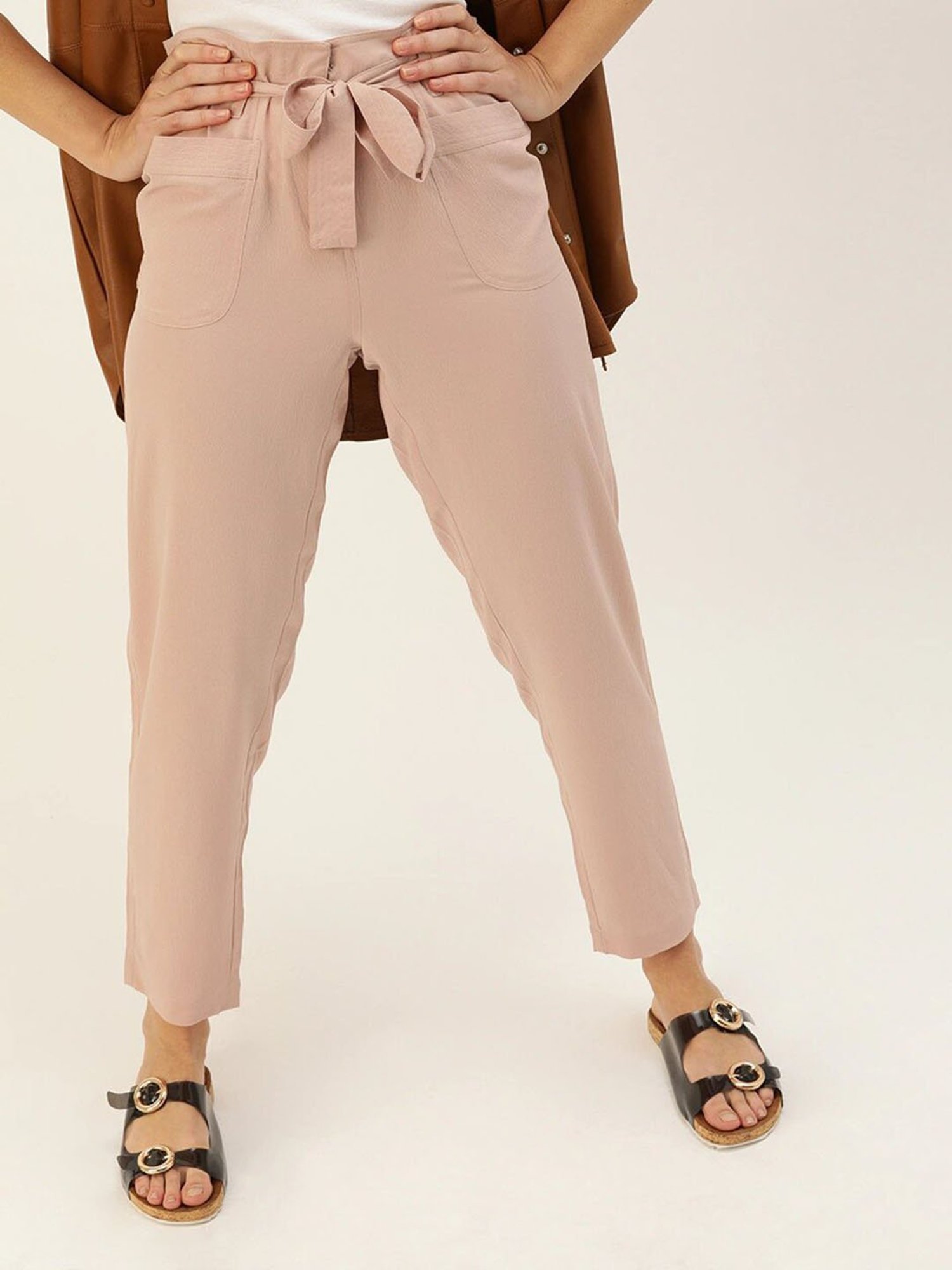 Buy Style Quotient Peach Drawstring Trousers for Womens Online  Tata CLiQ