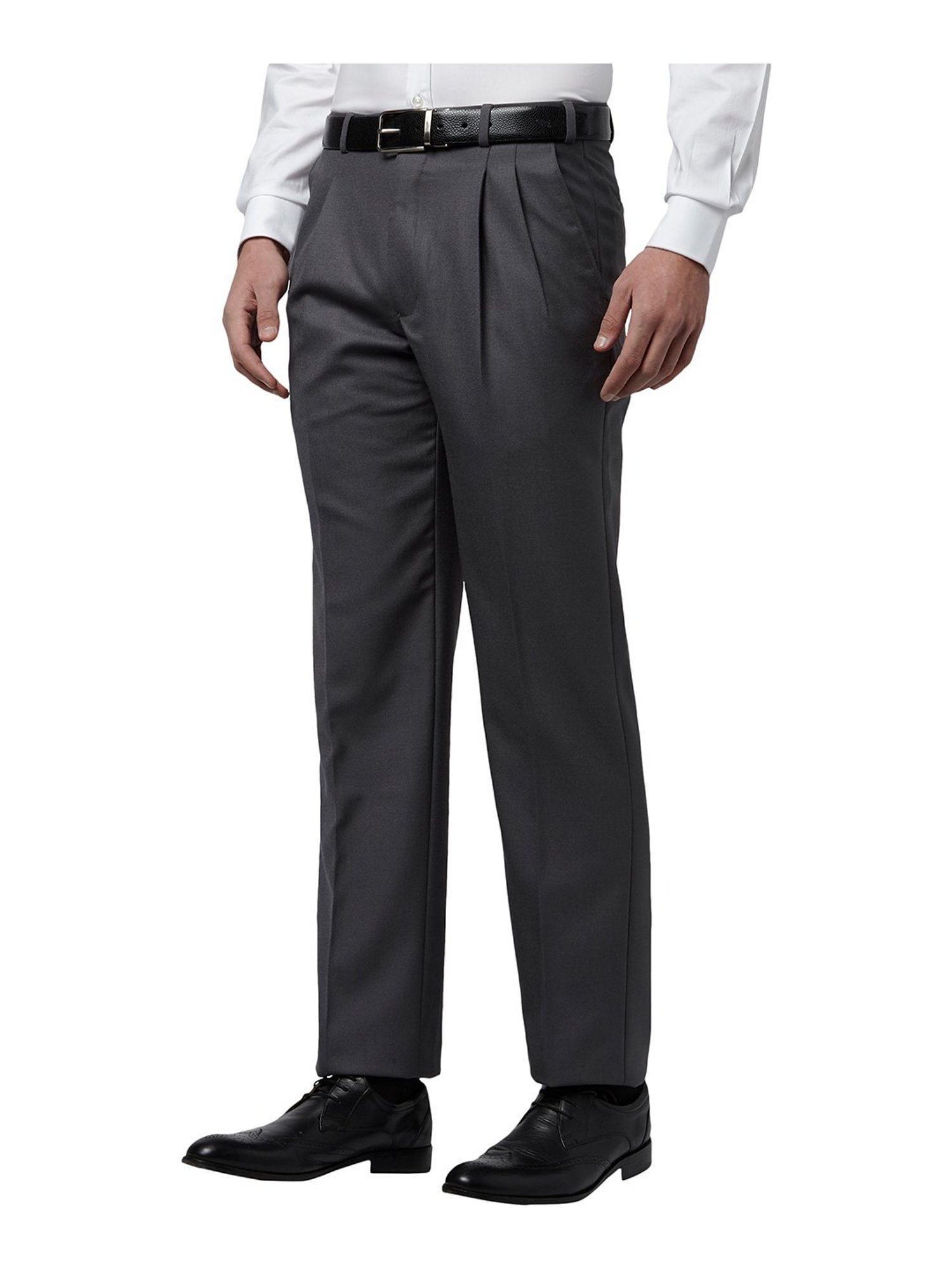 Pleated Suit Trousers  Plain Navy  Oliver Brown
