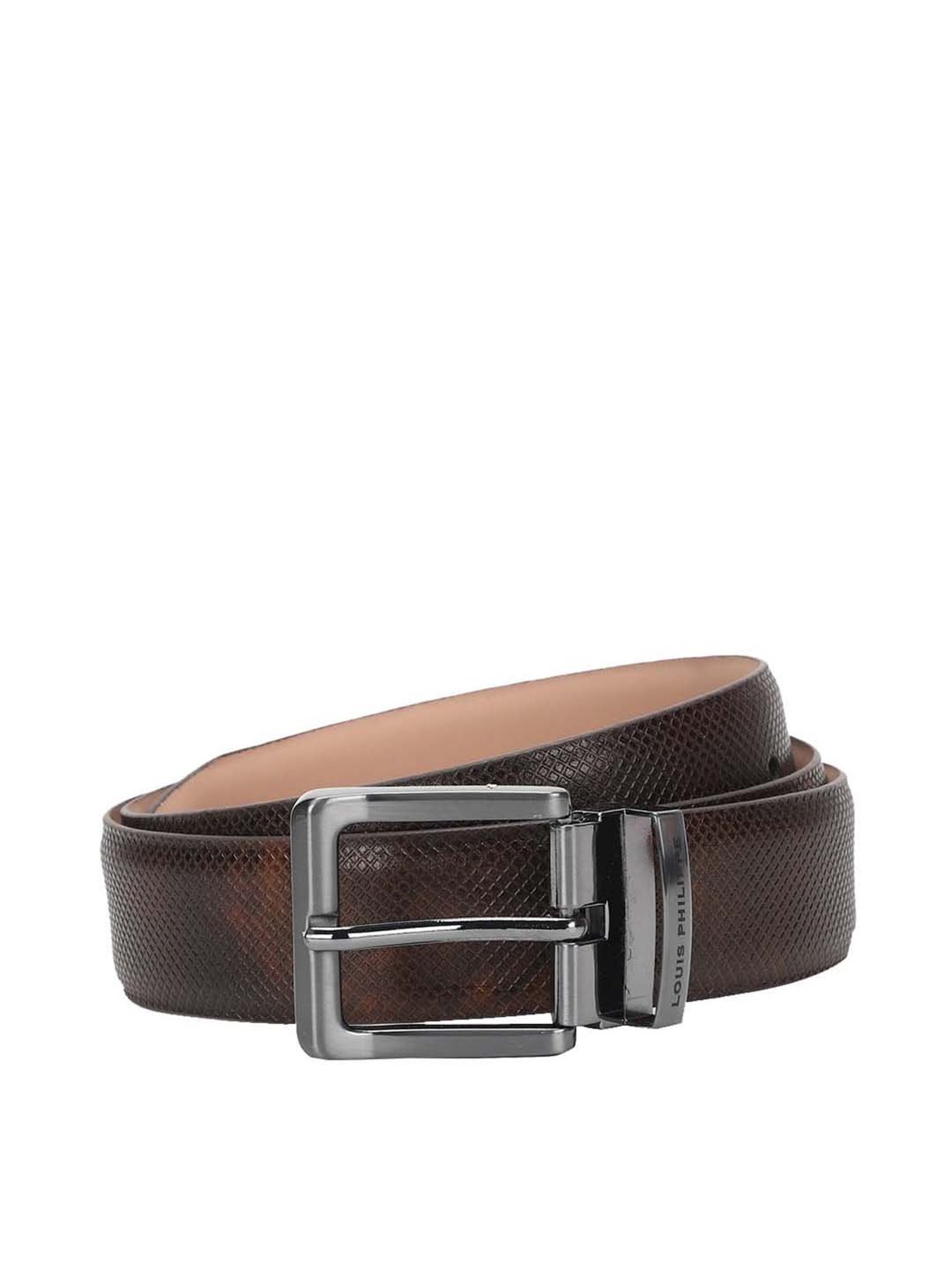 Buy Louis Philippe Black Textured Wide Belt for Men at Best Price