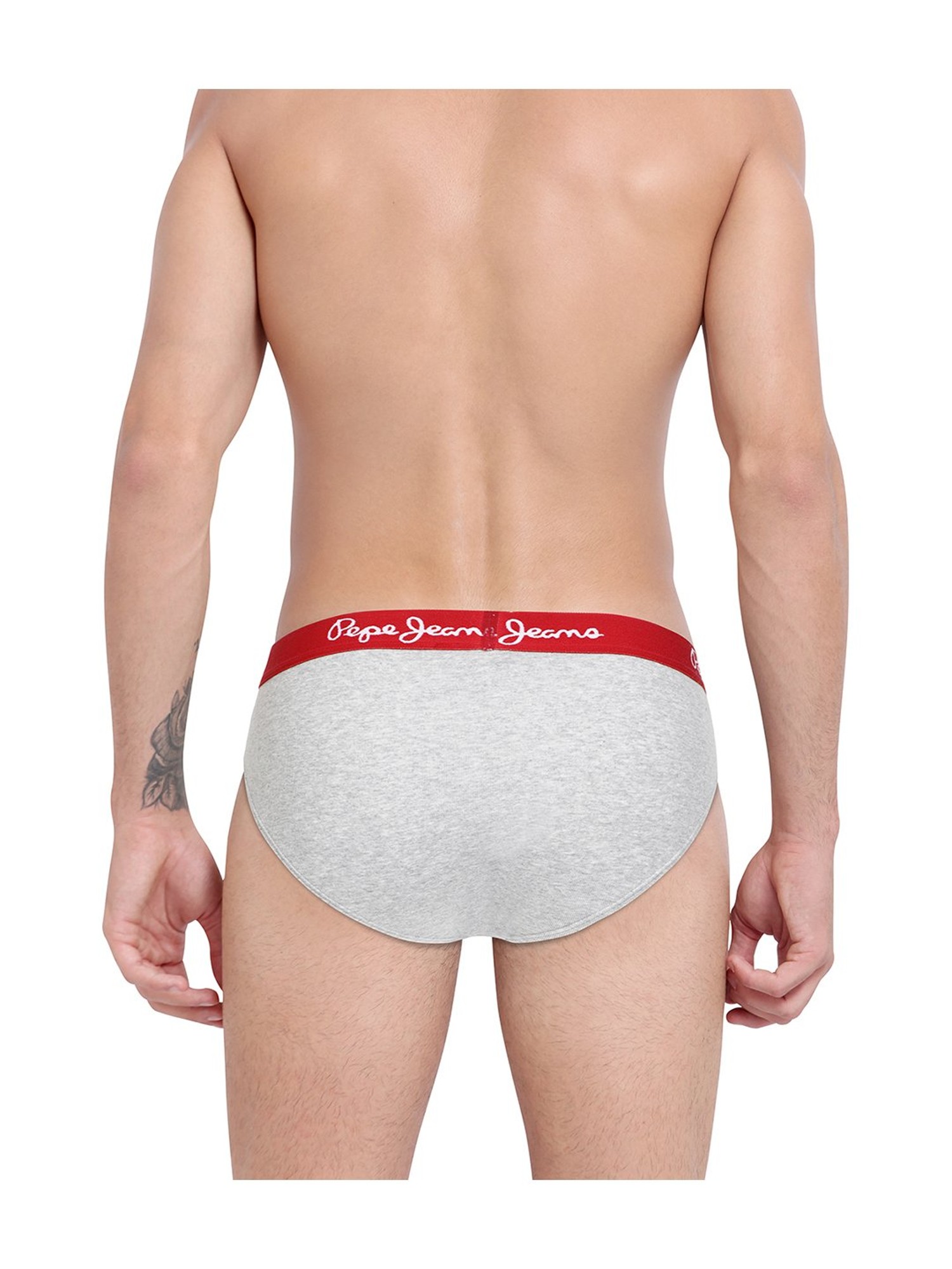 Buy Pepe Jeans London Grey Cotton Solid Briefs for Men Online