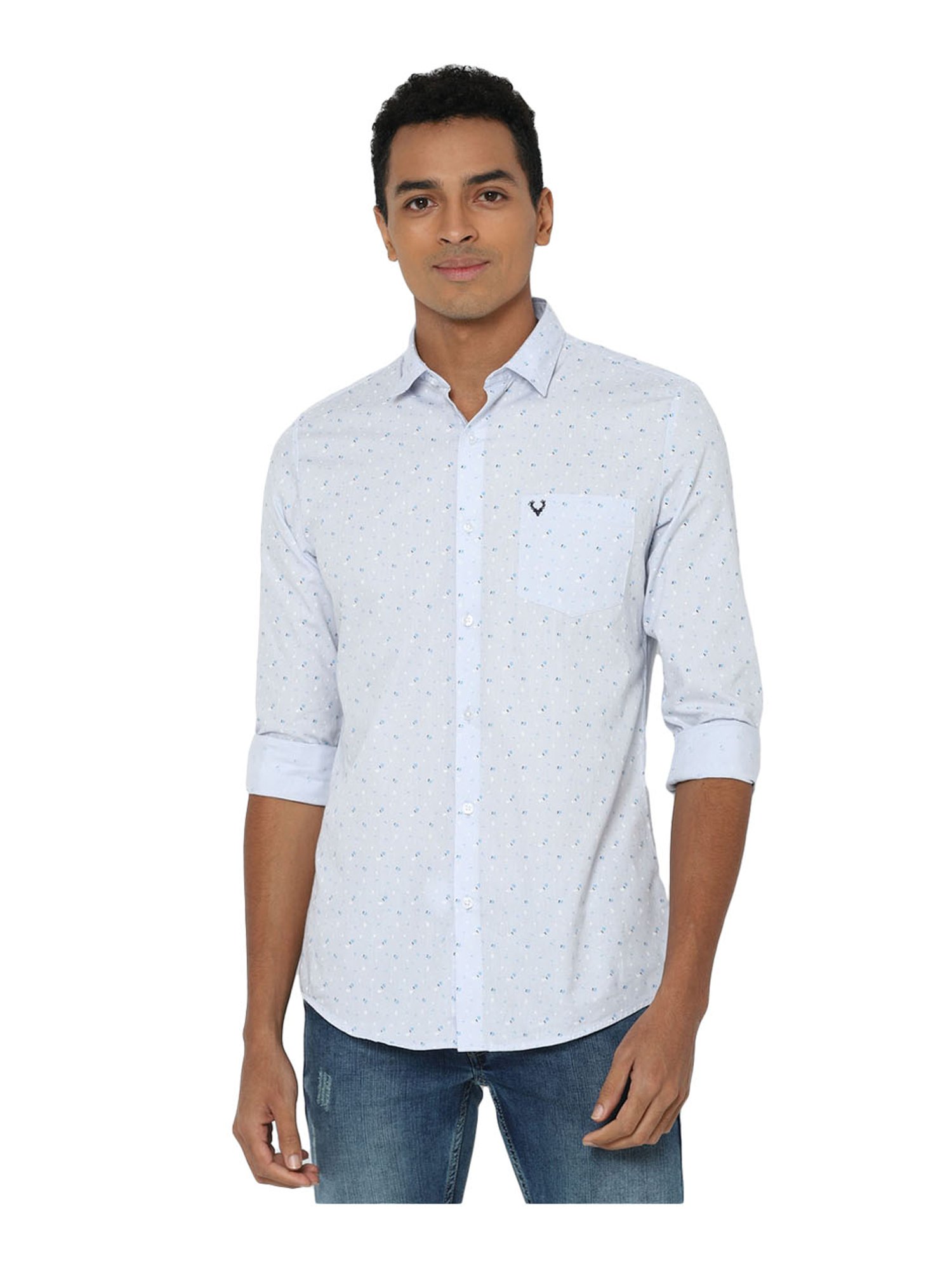 Buy Allen Solly White & Blue Cotton Regular Fit Printed Shirt for Mens  Online @ Tata CLiQ