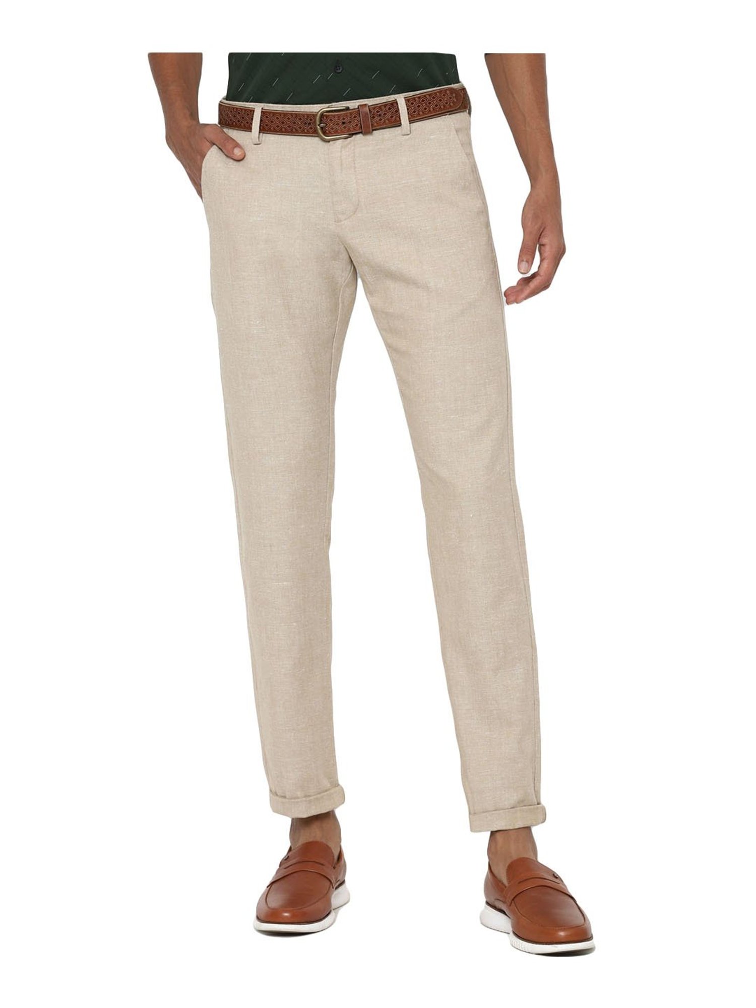 Moss Slim Fit Beige Linen Trousers in Natural for Men  Lyst UK