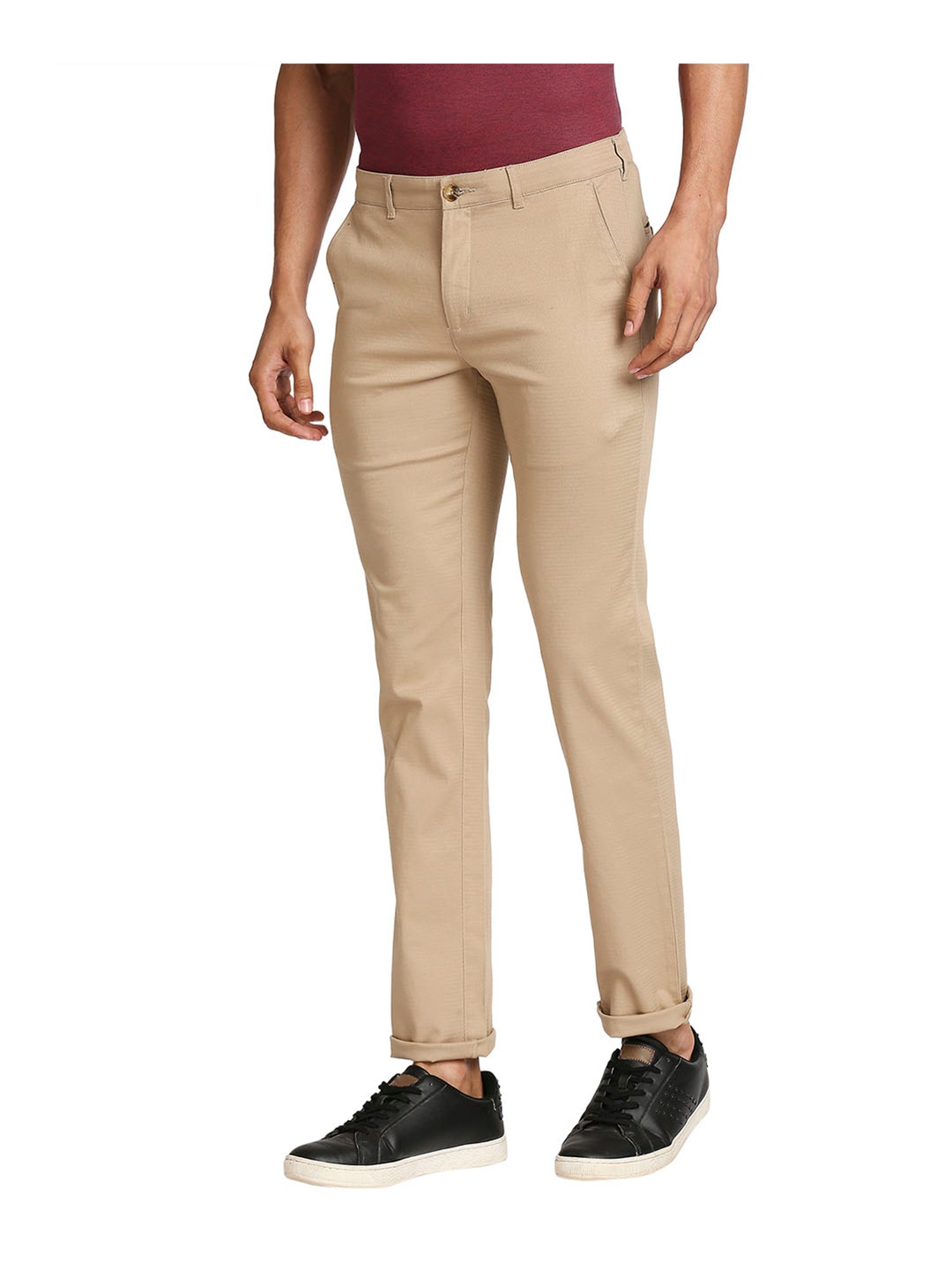 Buy ColorPlus Beige Regular Fit Flat Front Trousers for Men Online @ Tata  CLiQ