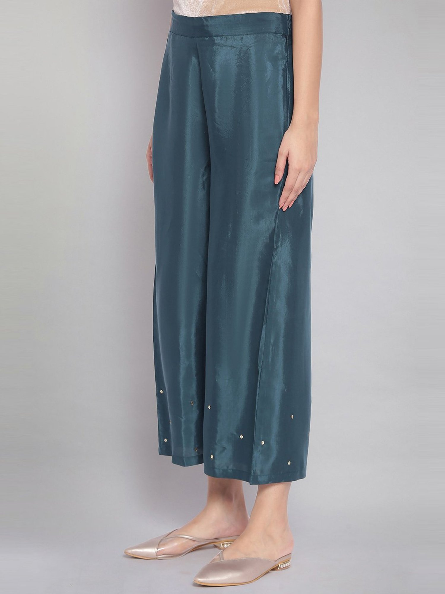 Buy W Blue Embroidered Pants for Women Online @ Tata CLiQ