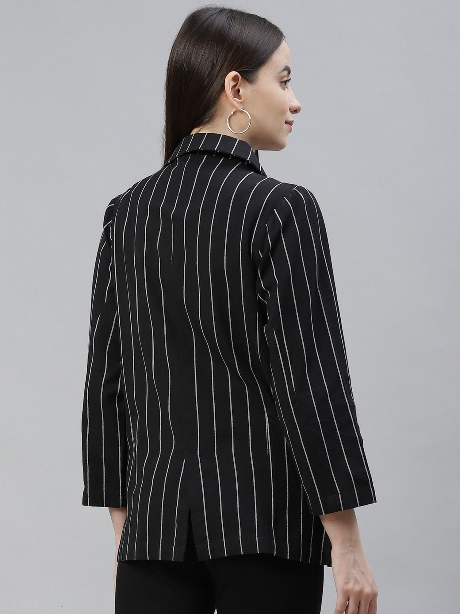 Black and outlet white pinstripe blazer