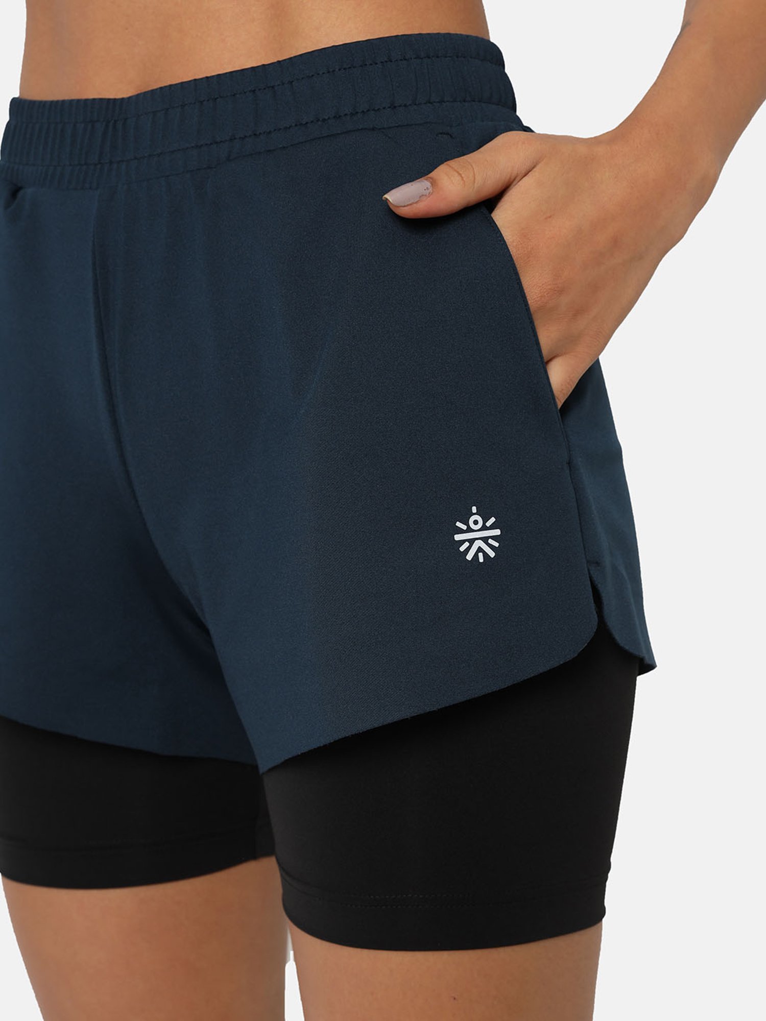 Buy Cultsport Blue & Black Regular Fit Shorts with Inner Tights for Women  Online @ Tata CLiQ