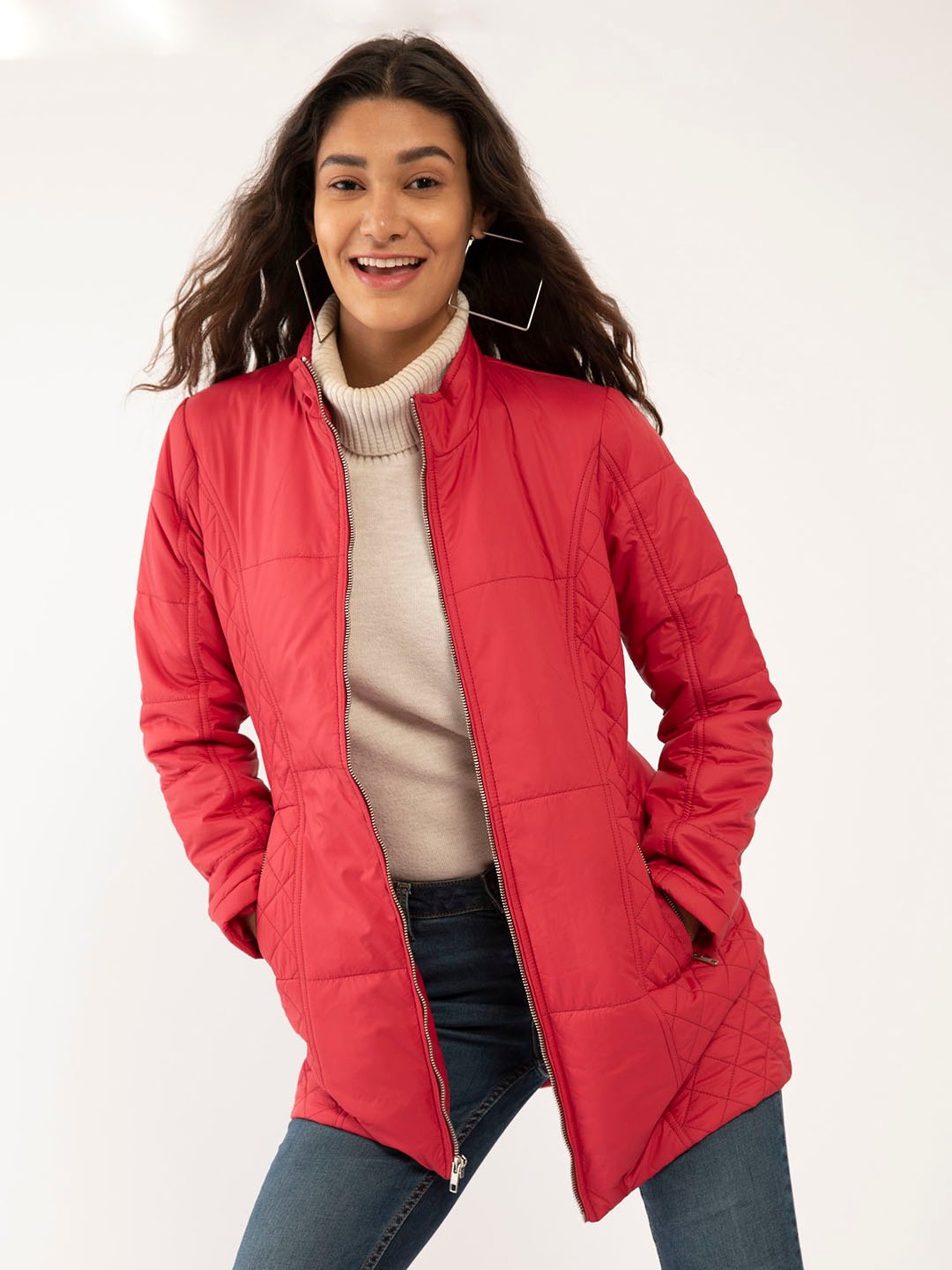 Red Solid Sleeveless Jacket For Women – Zink London