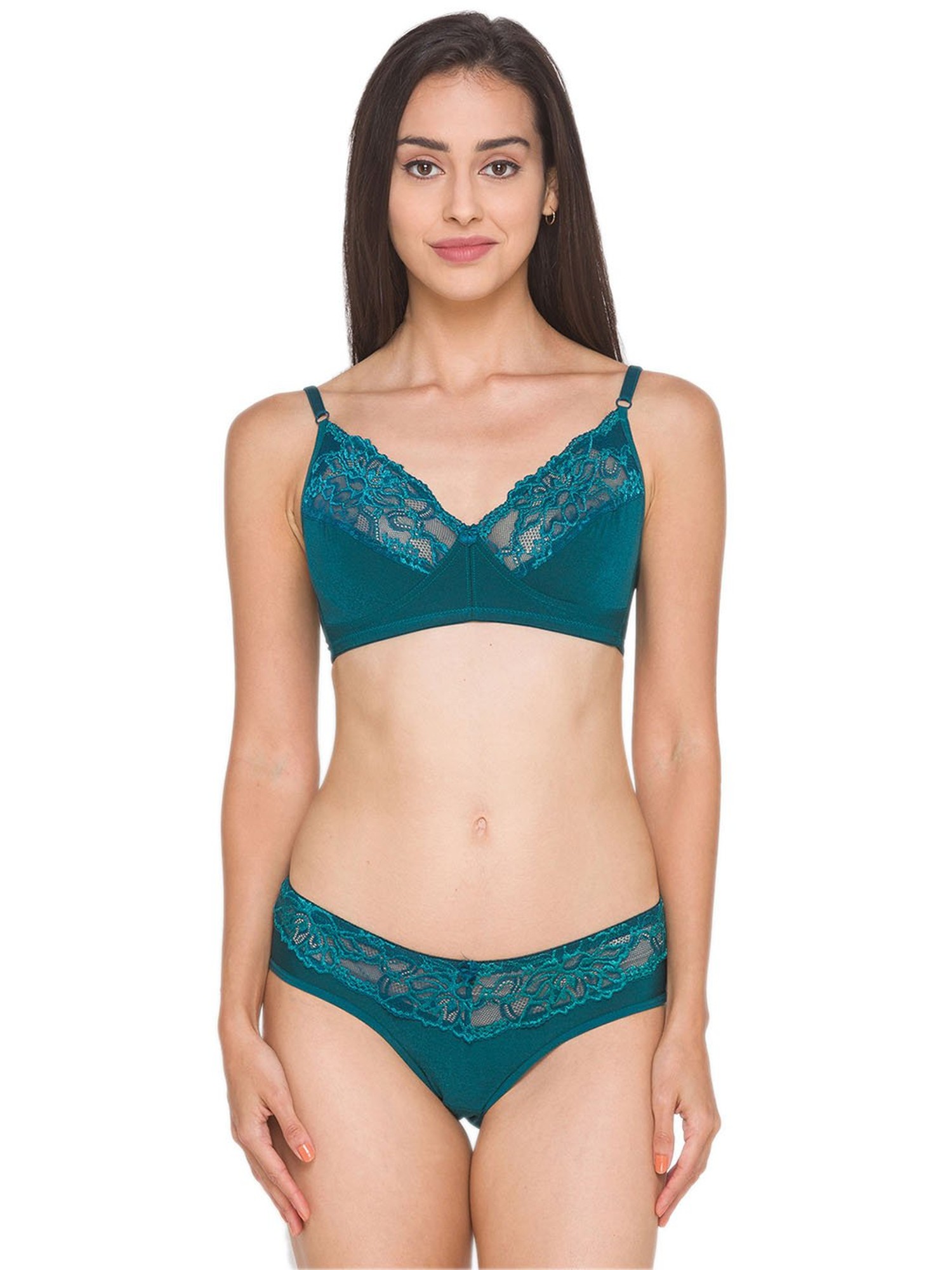 Buy Candyskin Sea Green Lace Bra With Bikini Panty for Women Online @ Tata  CLiQ