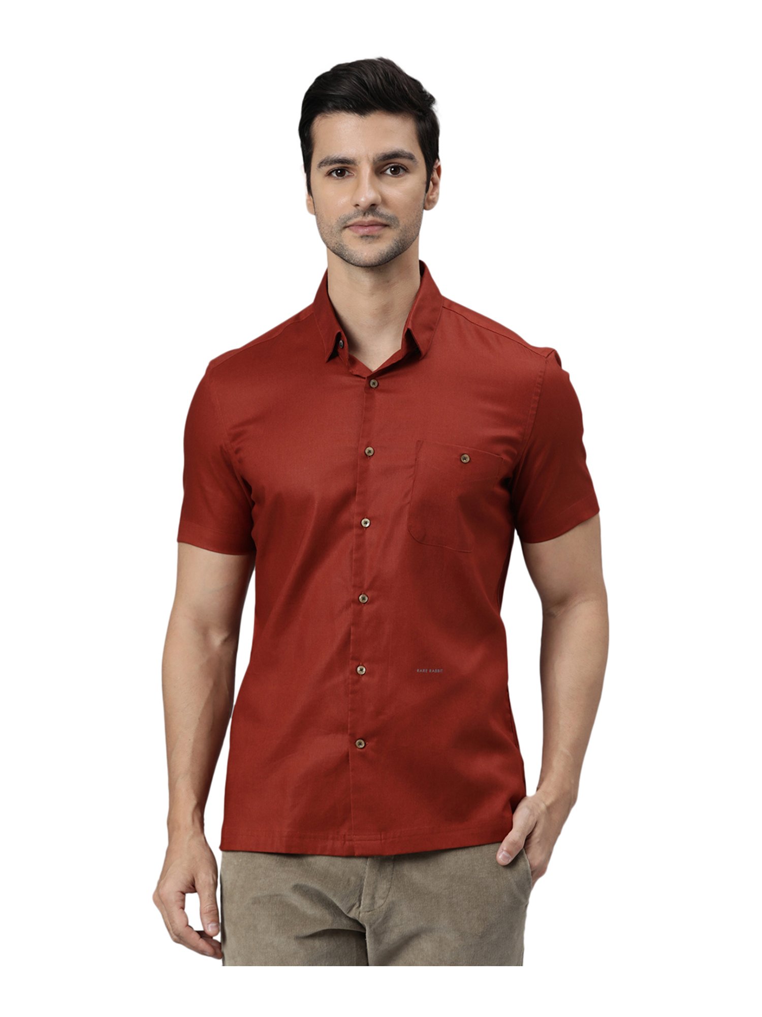 Buy Rare Rabbit Red Regular Fit Shirt 