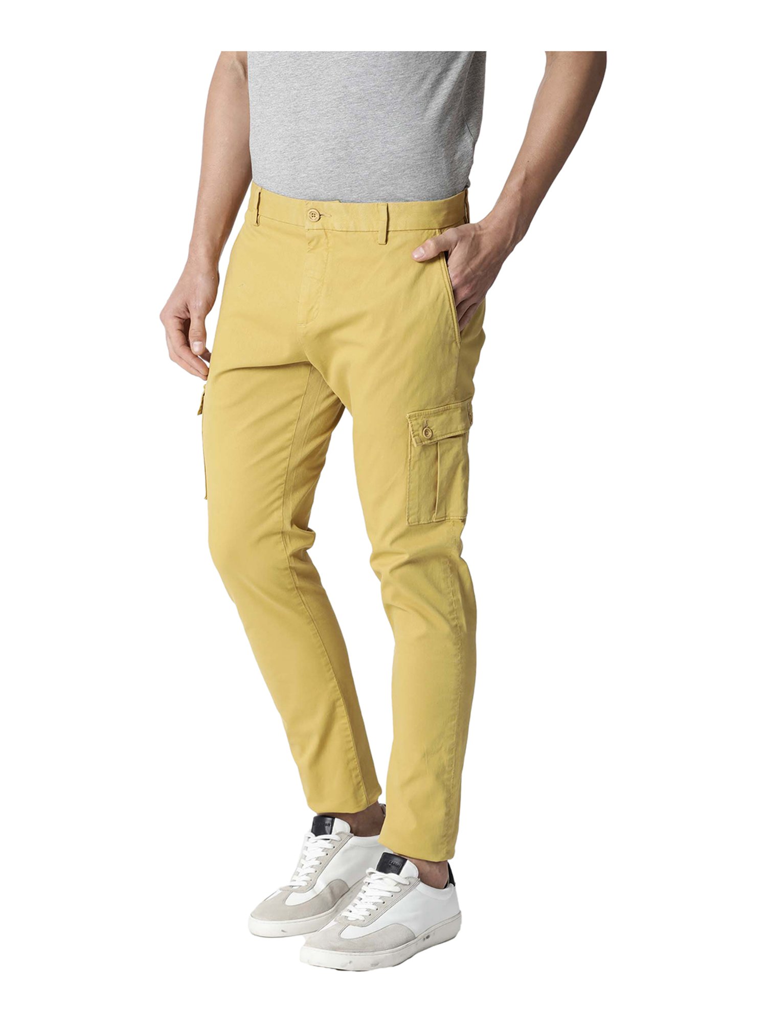Rare Rabbit Men's Flees Yellow Cotton Fabric Full Sleeves Solid Shirt
