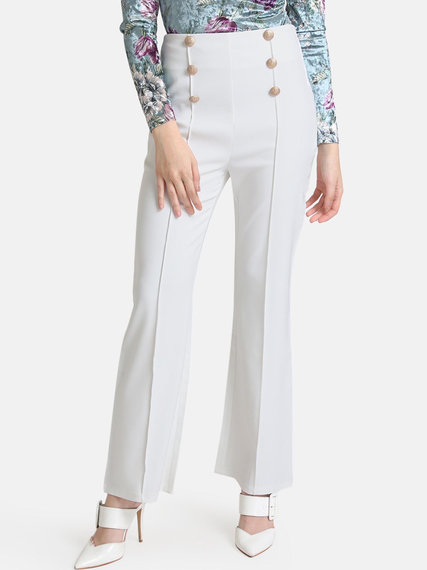 Buy The Dapper Lady MidRise Flared Pants  White Color Women  AJIO LUXE
