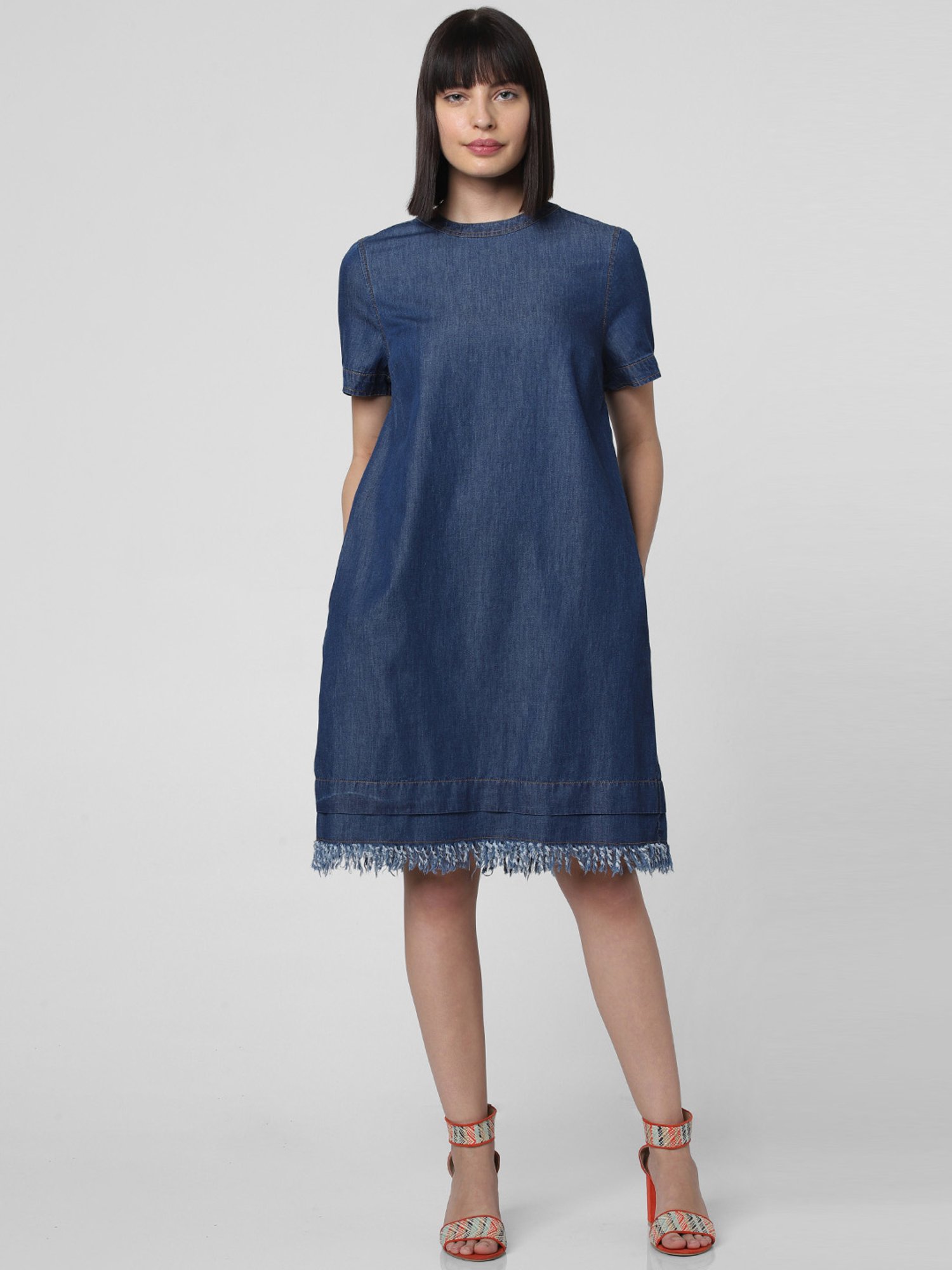 Bevis Eller vinter Buy Vero Moda Denim Blue Cotton Shift Dress for Women Online @ Tata CLiQ