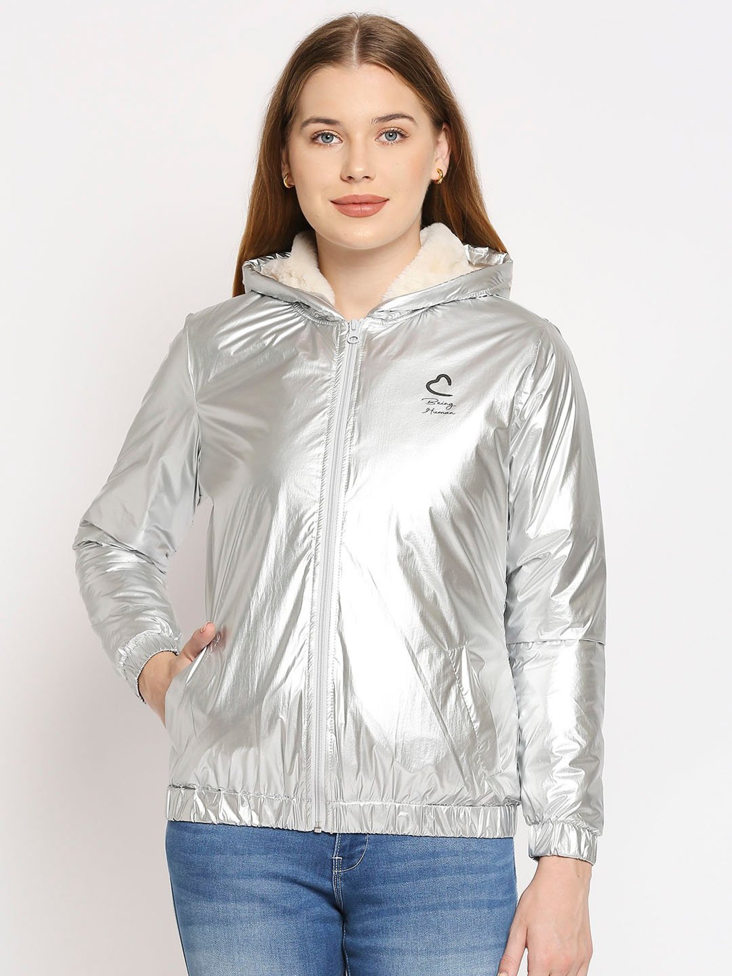 Silver windbreaker outlet womens