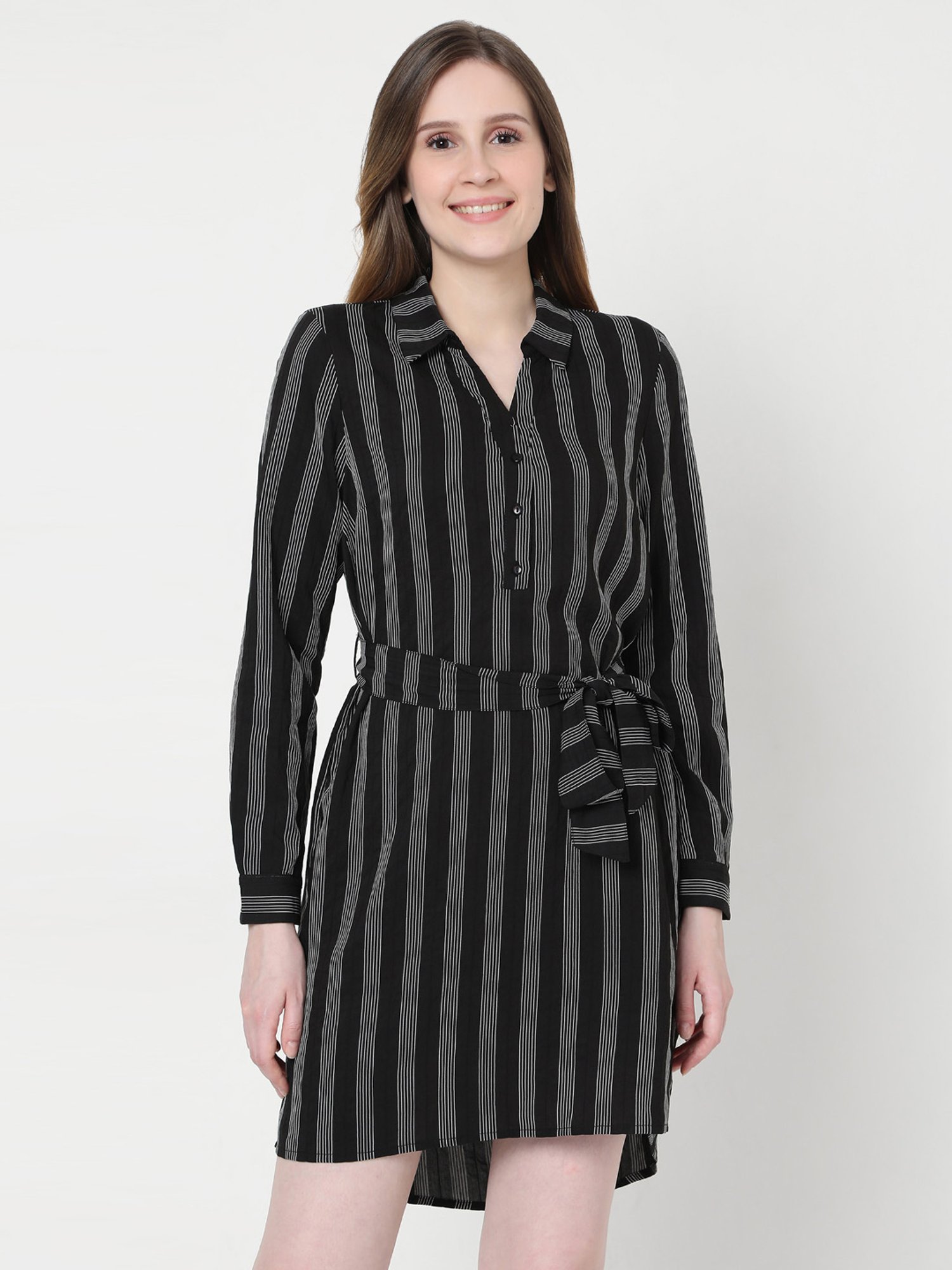 Moda Black Striped Shift Dress for Women Online @ Tata CLiQ