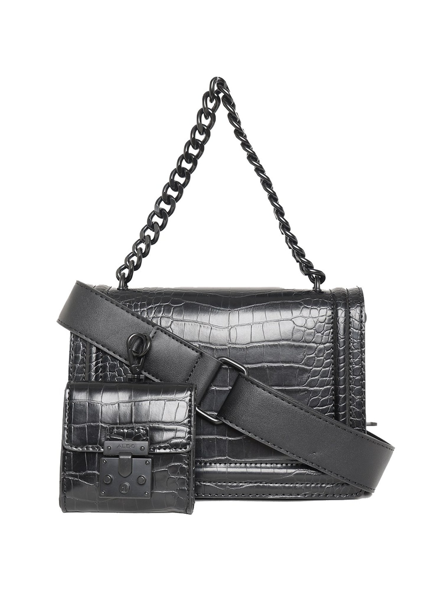 Buy Aldo Qiemar Black Textured Medium Cross Body Bag For Women At