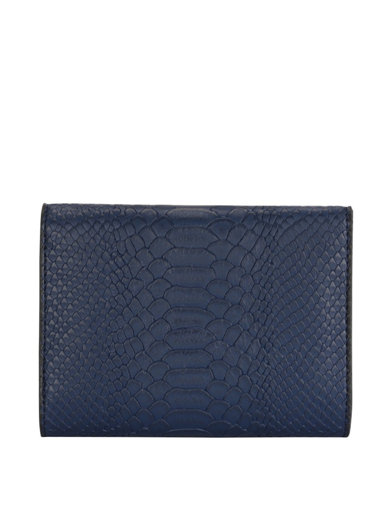 Lavie Women Croc-Embossed Tri-Fold Wallet For Women (Navy, OS)