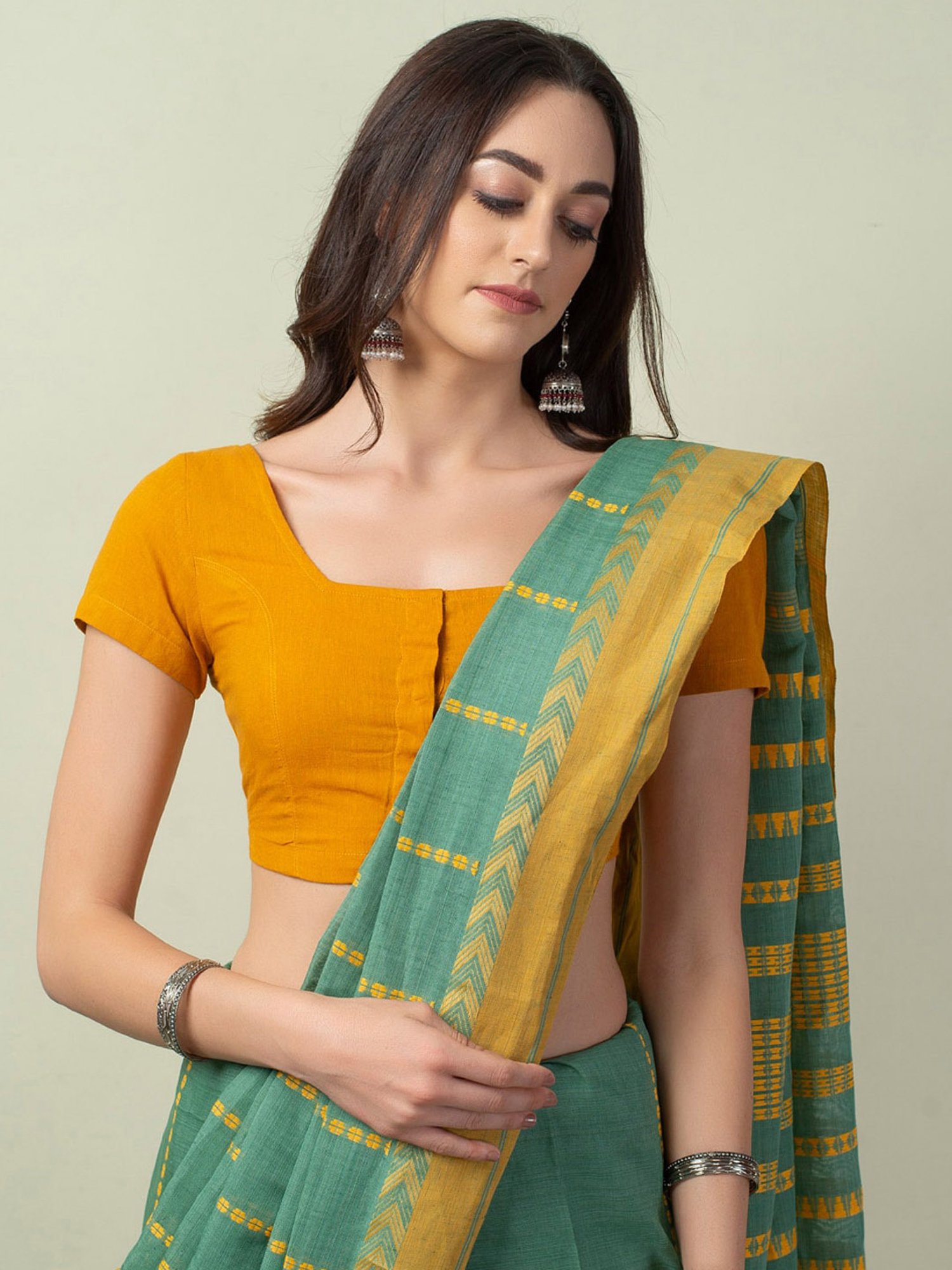 Buy Fabindia Maroon Cotton Silk Blend Saree without Blouse online