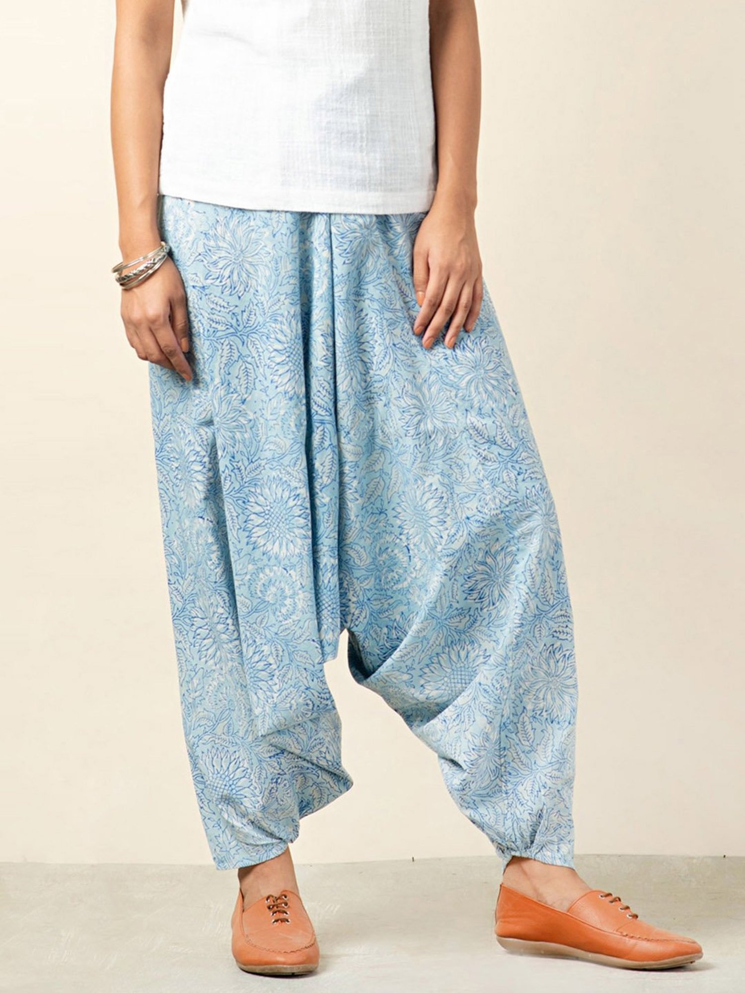 Buy Fabindia Blue Cotton Printed Pants for Women Online @ Tata CLiQ