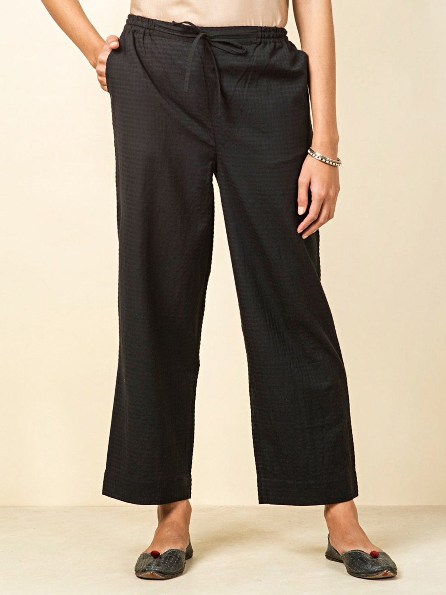 Buy Viscose Silk Slim Fit Pant for Women Online at Fabindia  20053445