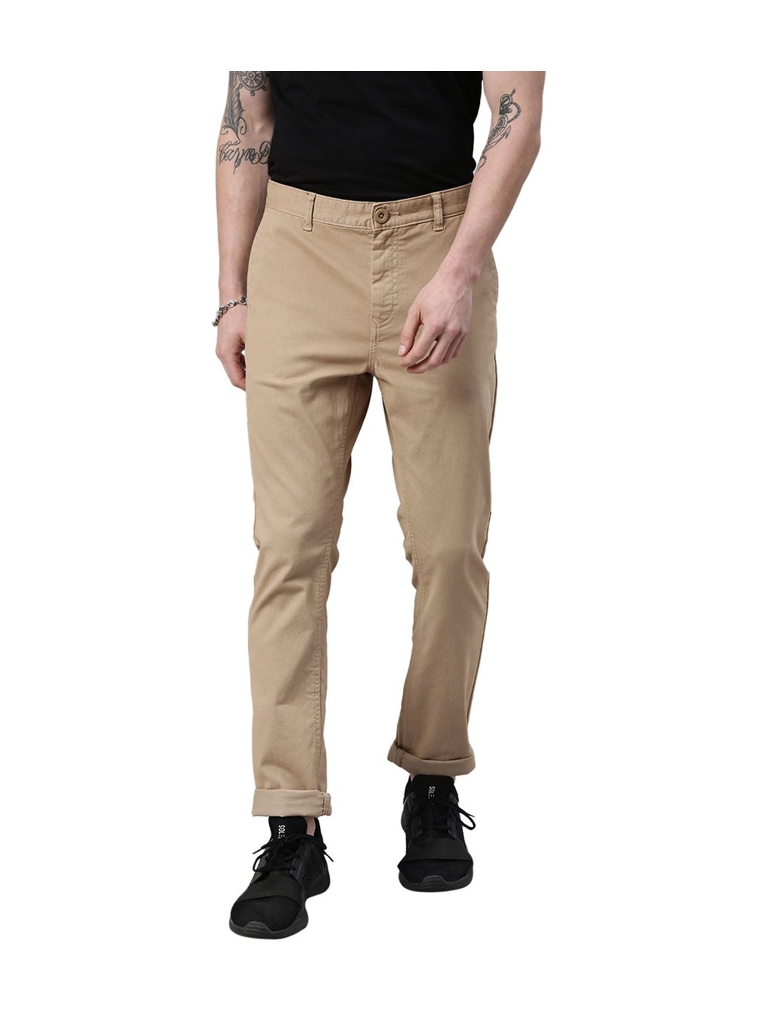 Tommy Hilfiger  Black Slim Fit Cotton Trousers for Men with Red Side   TripAttirescom