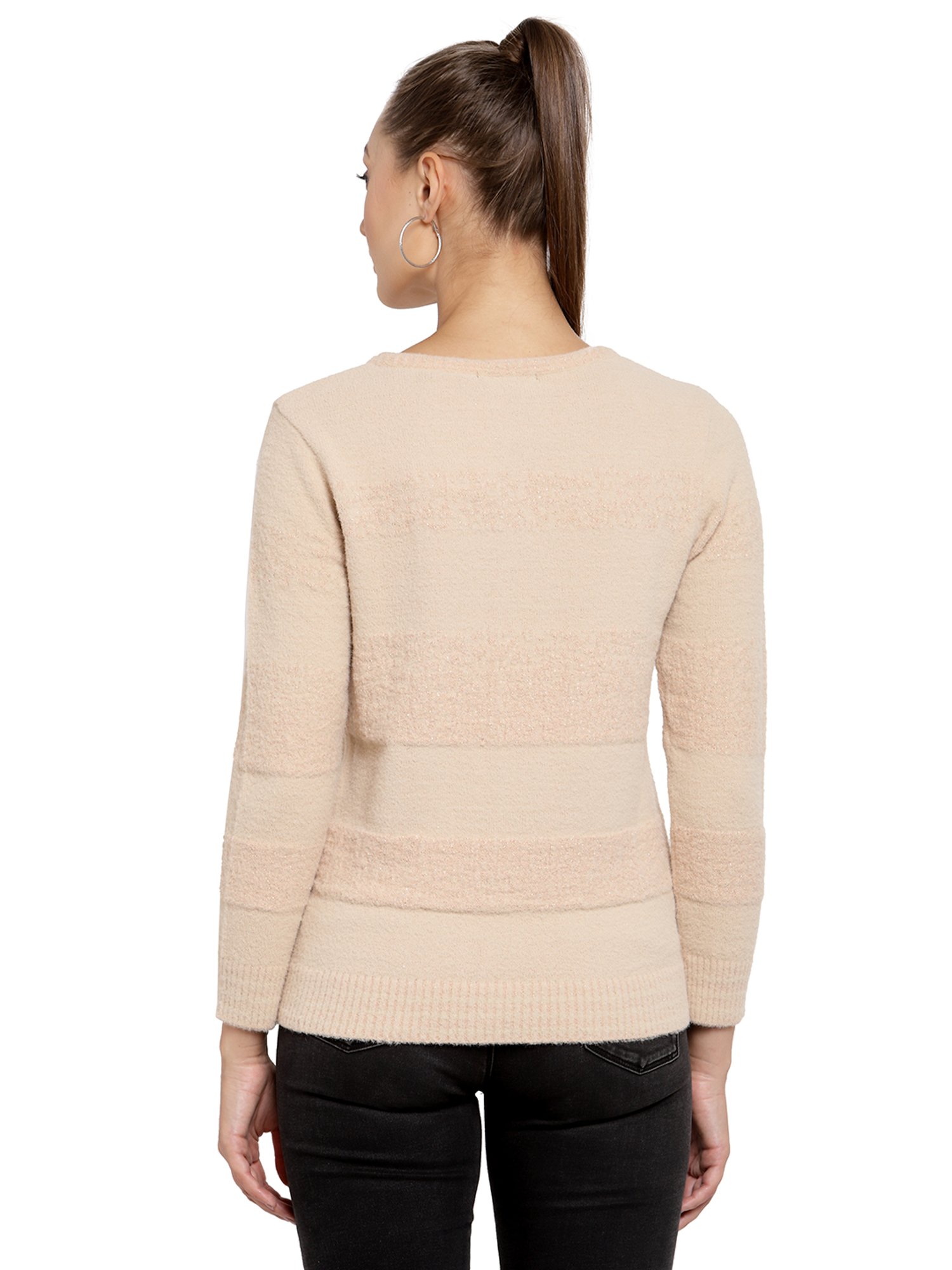 Buy Juelle Beige Self Design Sweater 