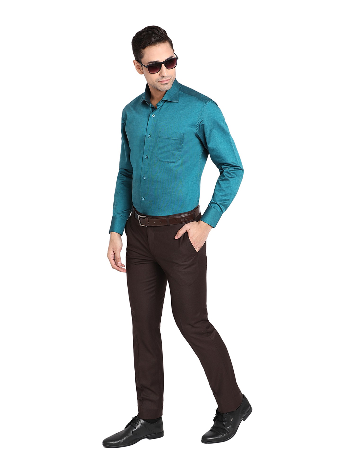 Mens Silk Slub Shirt Full Sleeves  Peacock Blue SL11  Uathayam