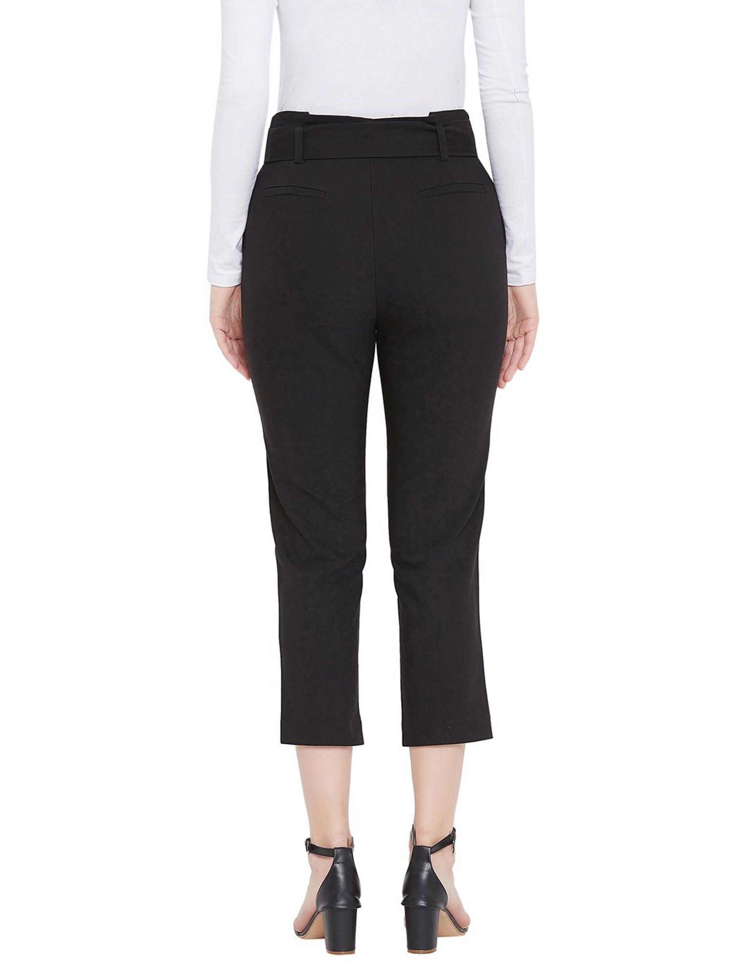 Buy MADAME Black Regular Fit Trousers for Womens Online  Tata CLiQ