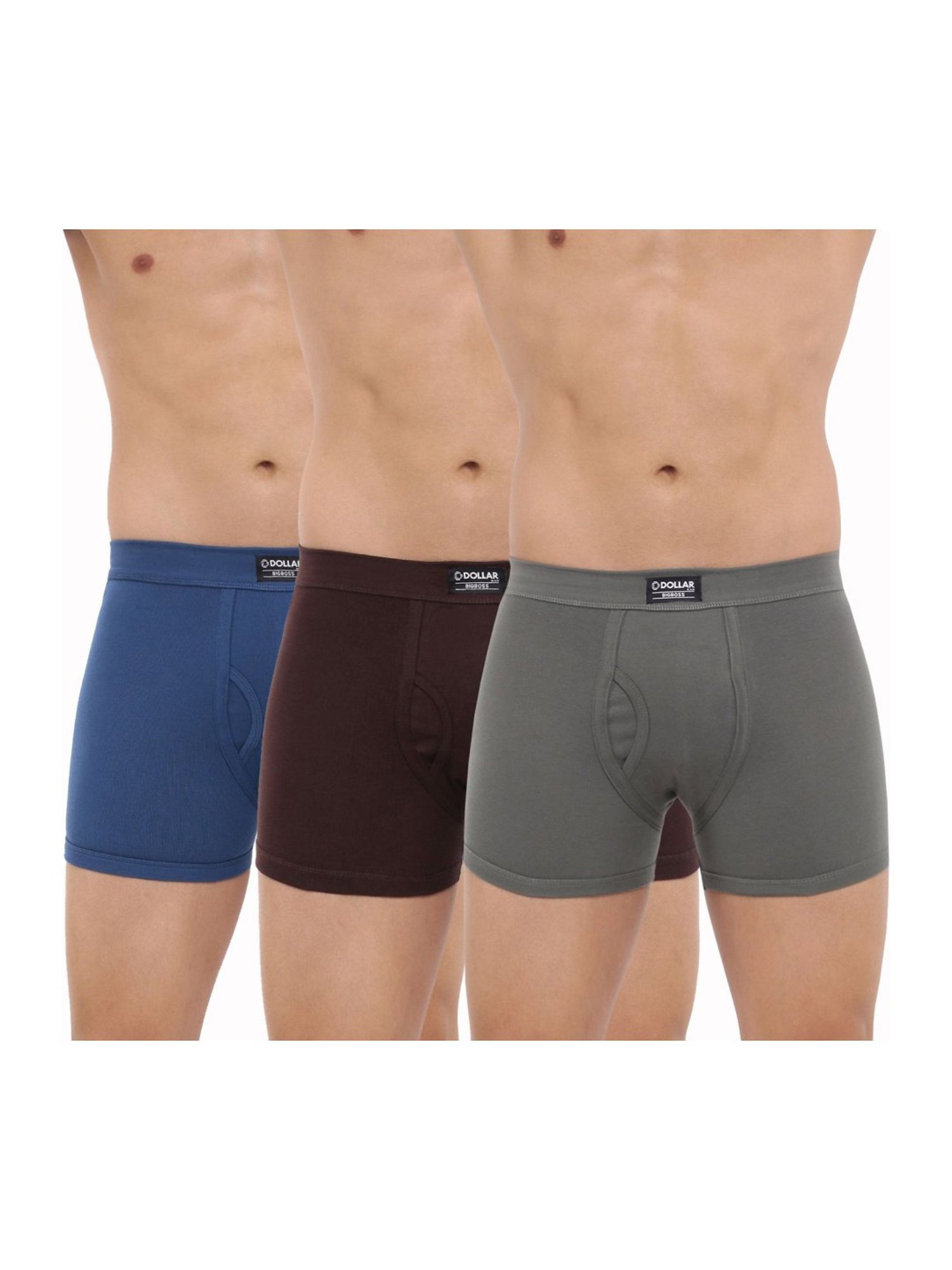 Buy Dollar Bigboss Assorted Color Cotton Trunks (Pack Of 3) for