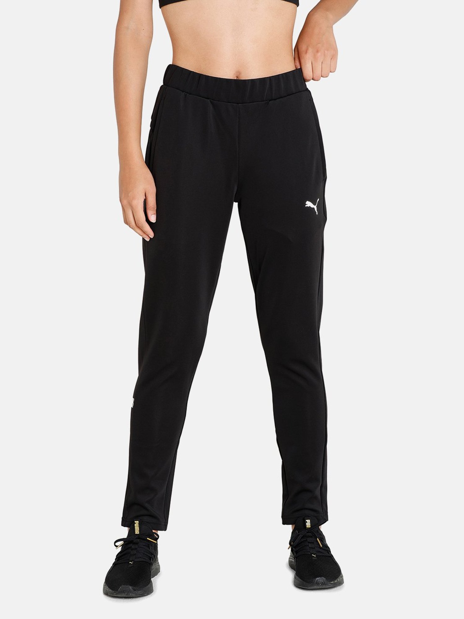 Buy Puma Black Mid Rise Sports Trackpants for Women Online