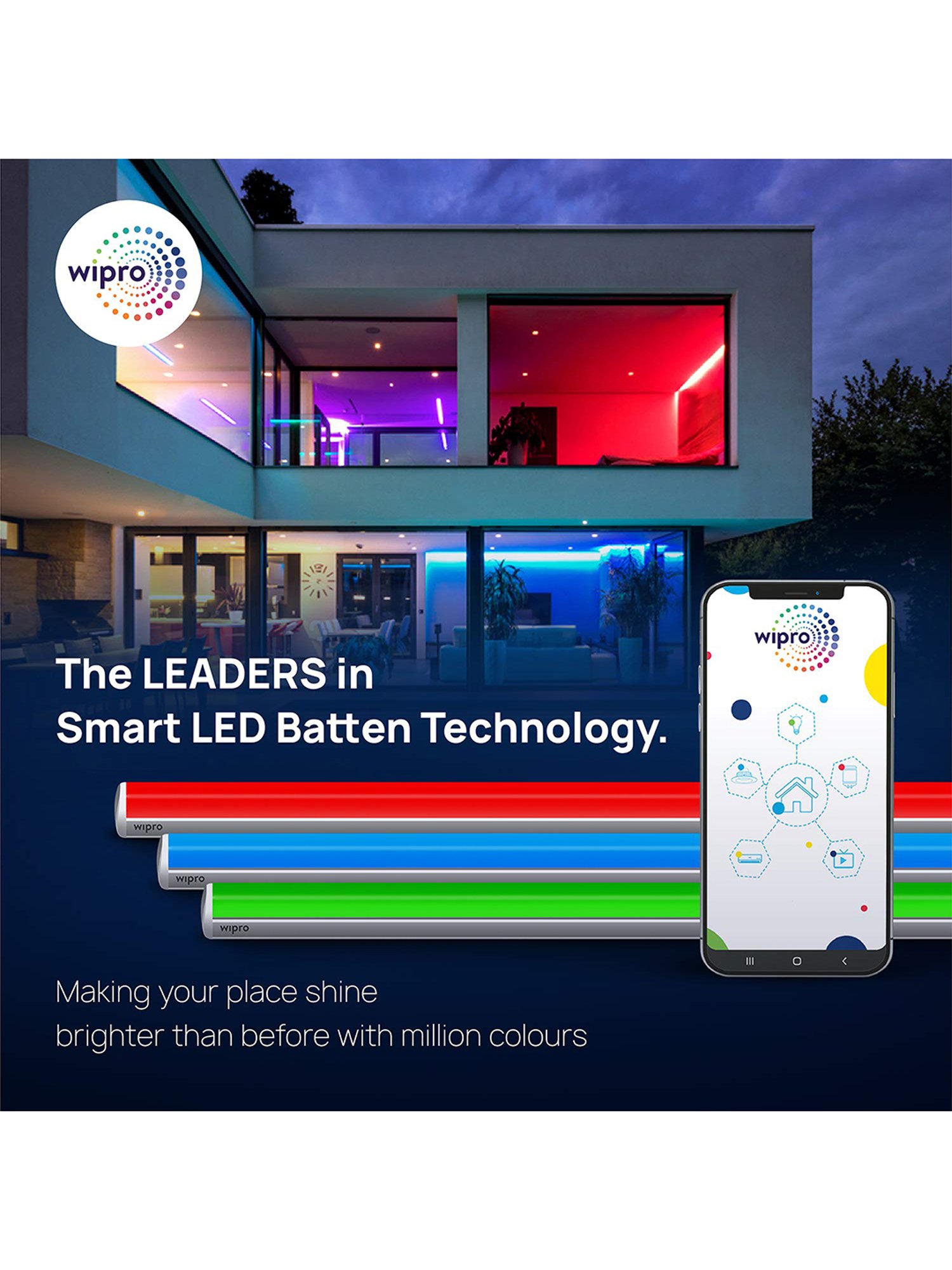 wipro garnet smart wifi led batten