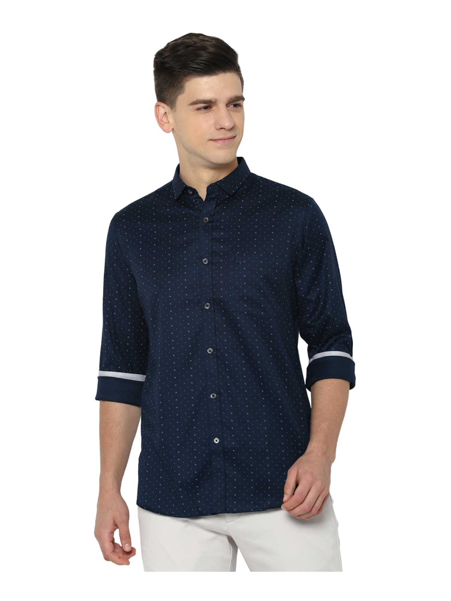 Buy Allen Solly White & Blue Cotton Regular Fit Printed Shirt for Mens  Online @ Tata CLiQ