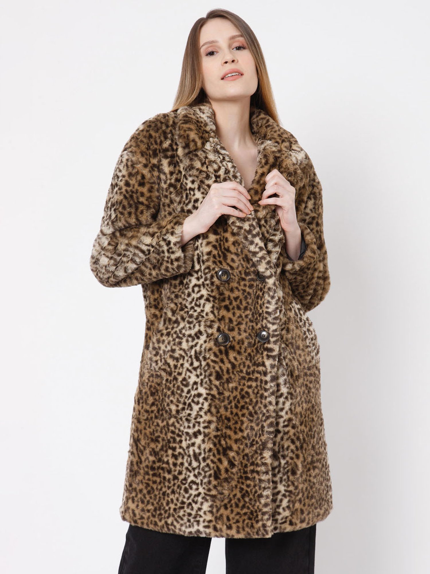 Site line tackle temperament Buy Vero Moda Brown Animal Print Coat for Women Online @ Tata CLiQ